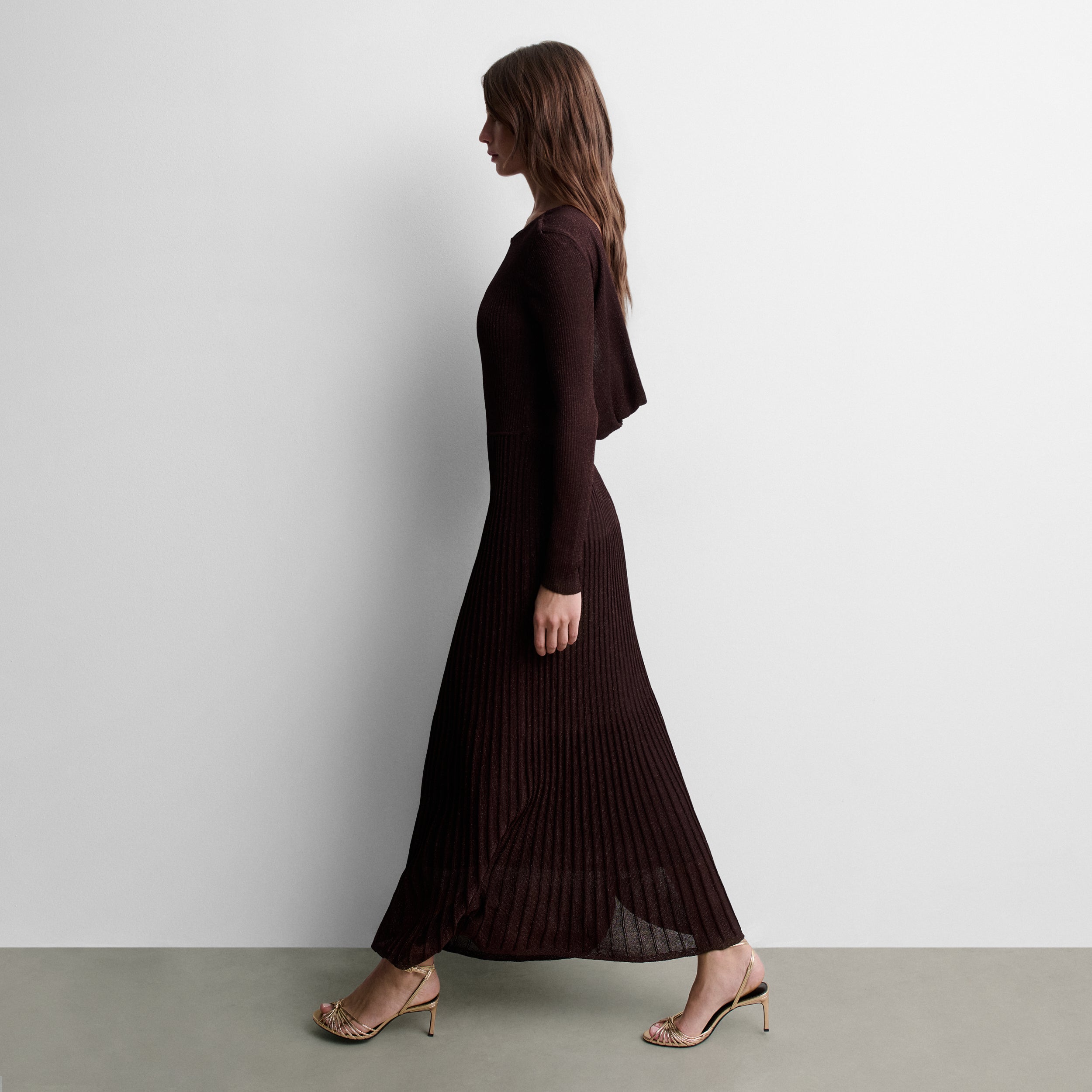 Long lurex knit dress