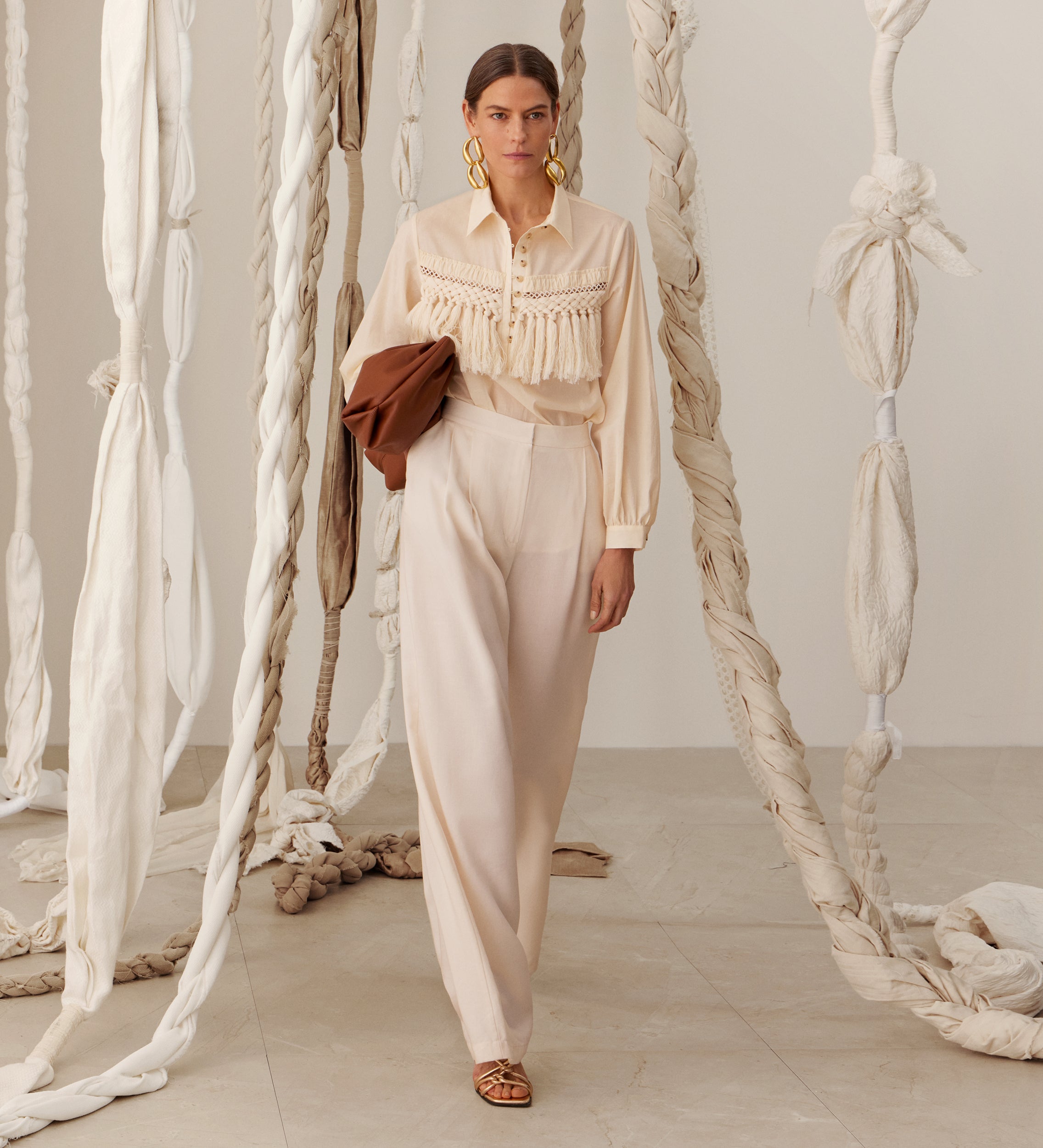 Blouse à empiècement à franges