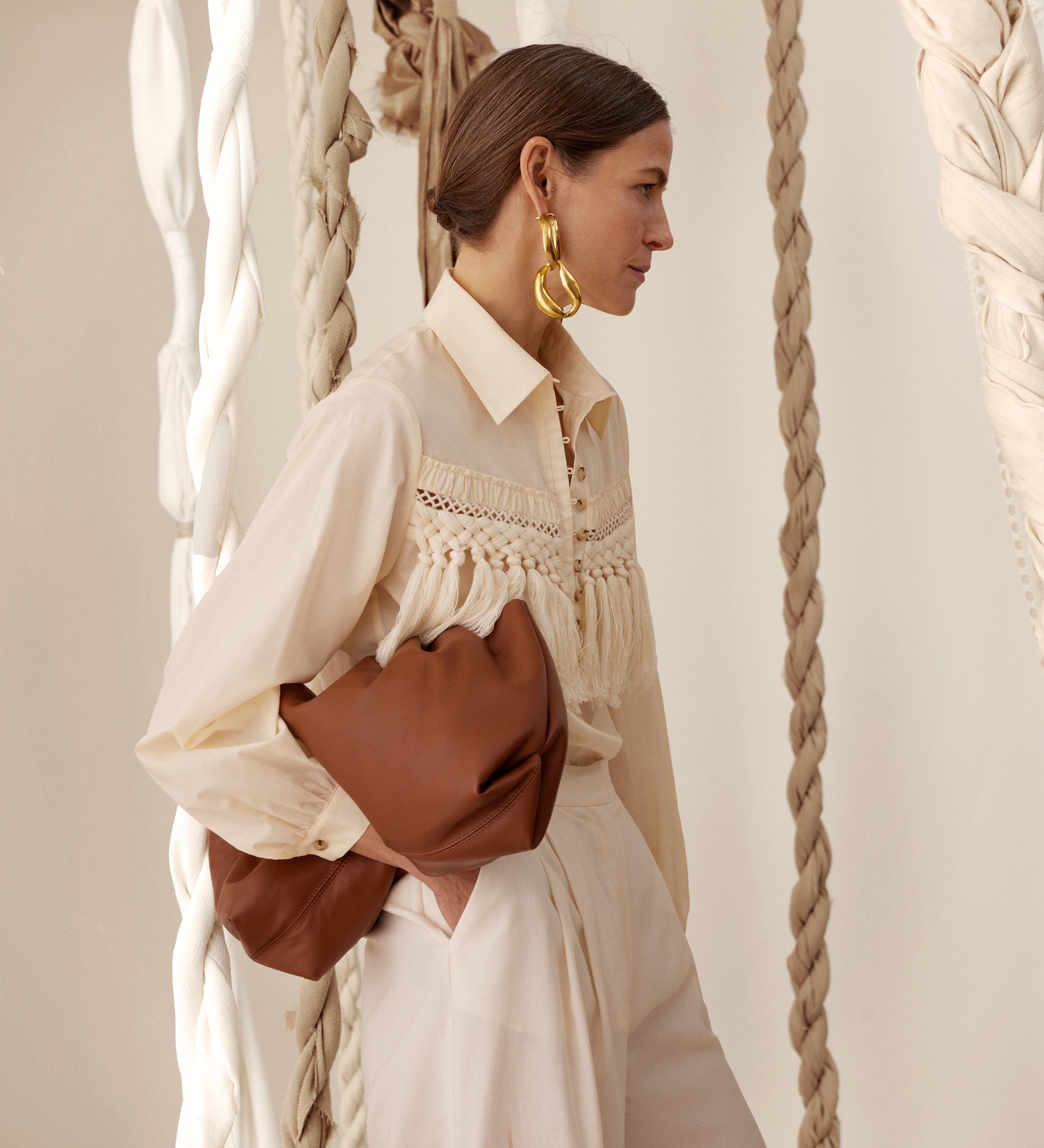 Blouse à empiècement à franges