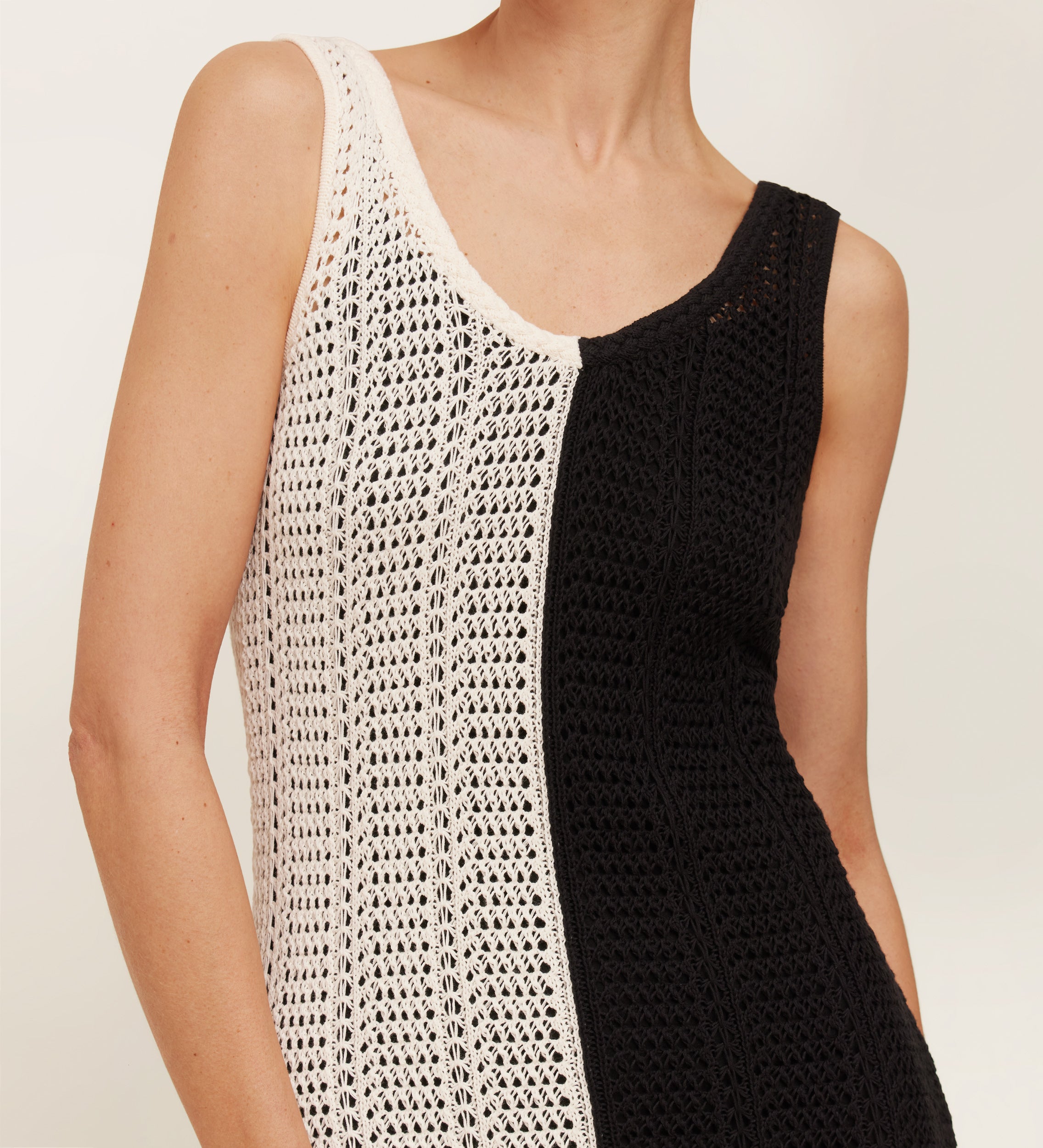 Two-tone tricot dress