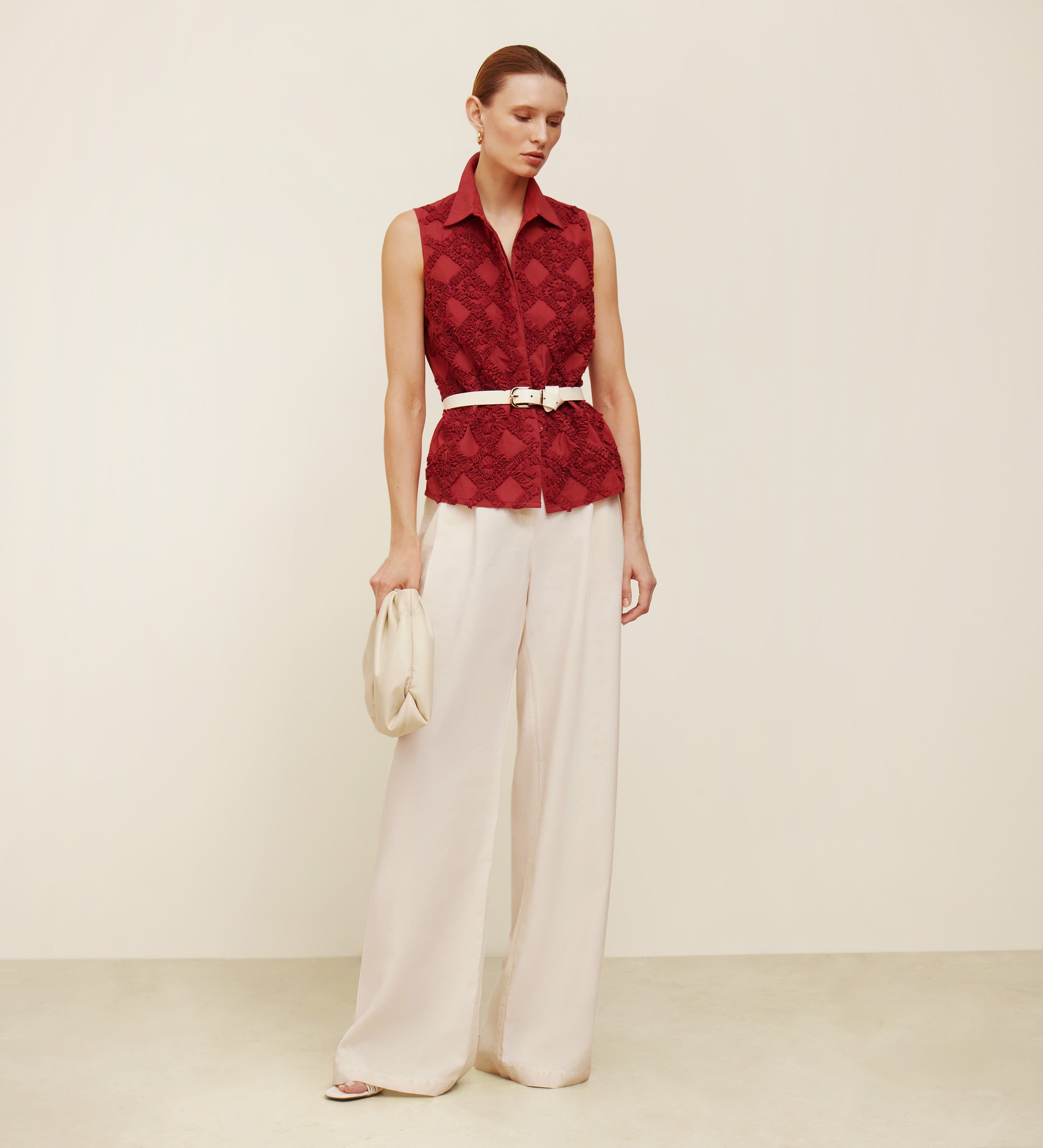 Embroidered ribbon top