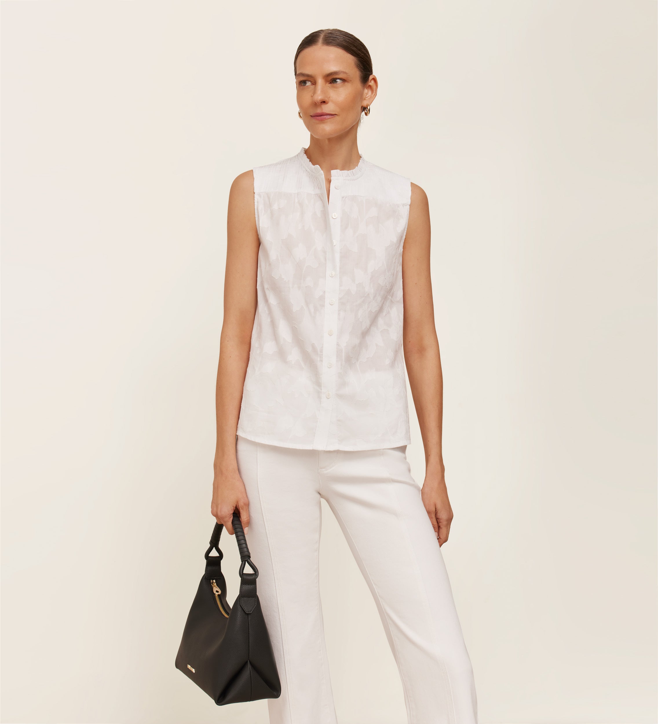 Hemmed fil coupé blouse