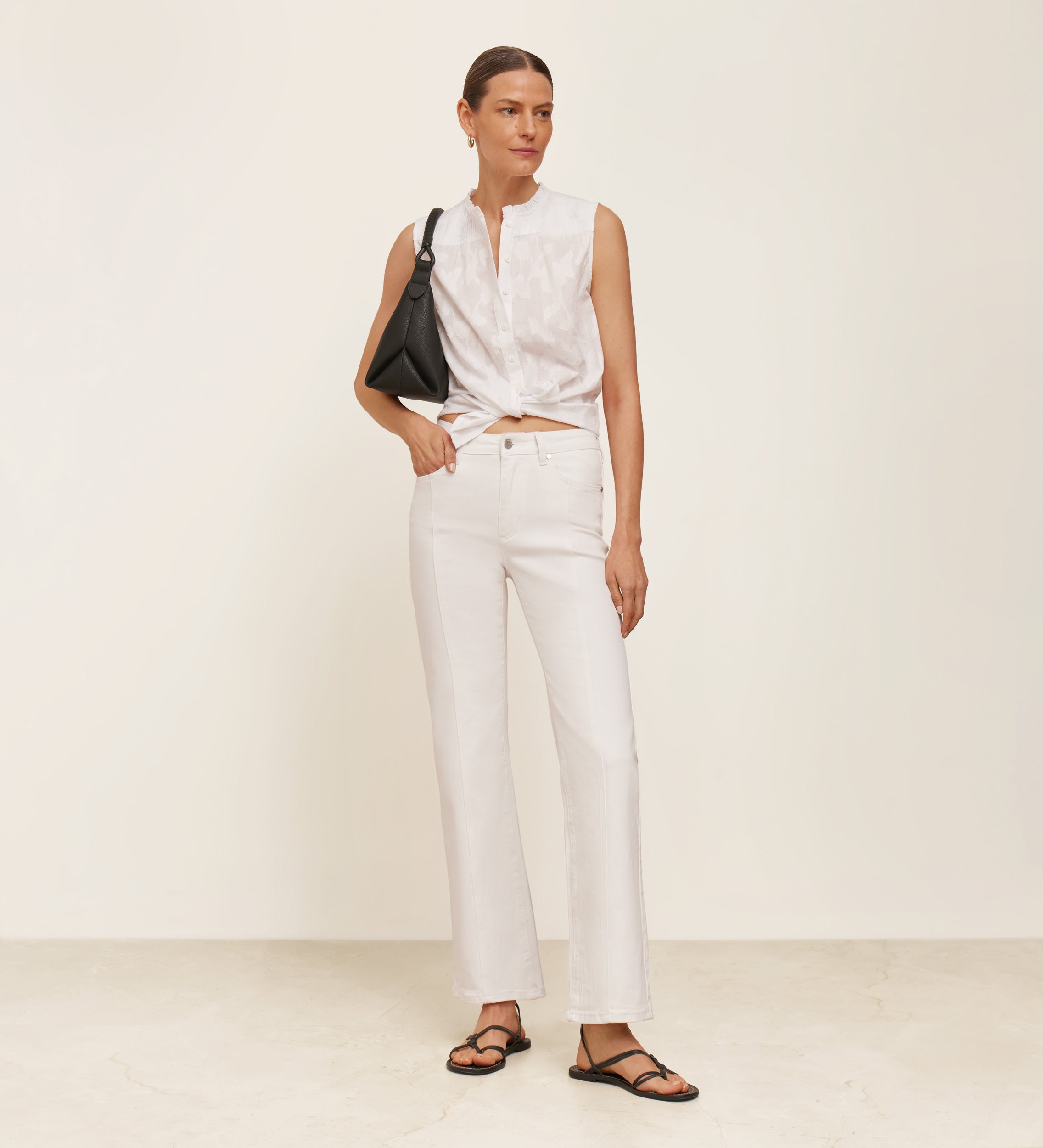 Hemmed fil coupé blouse