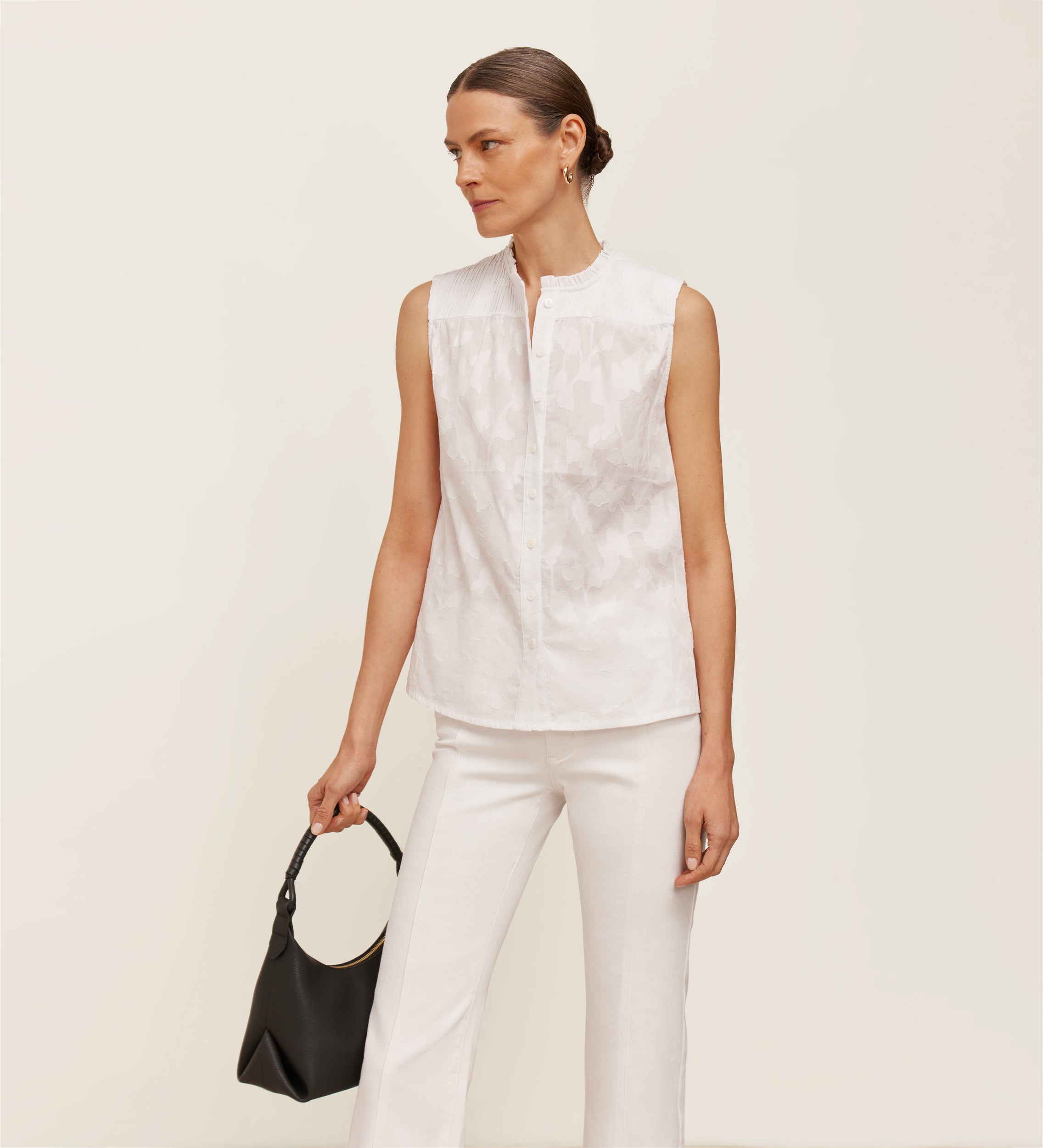 Hemmed fil coupé blouse