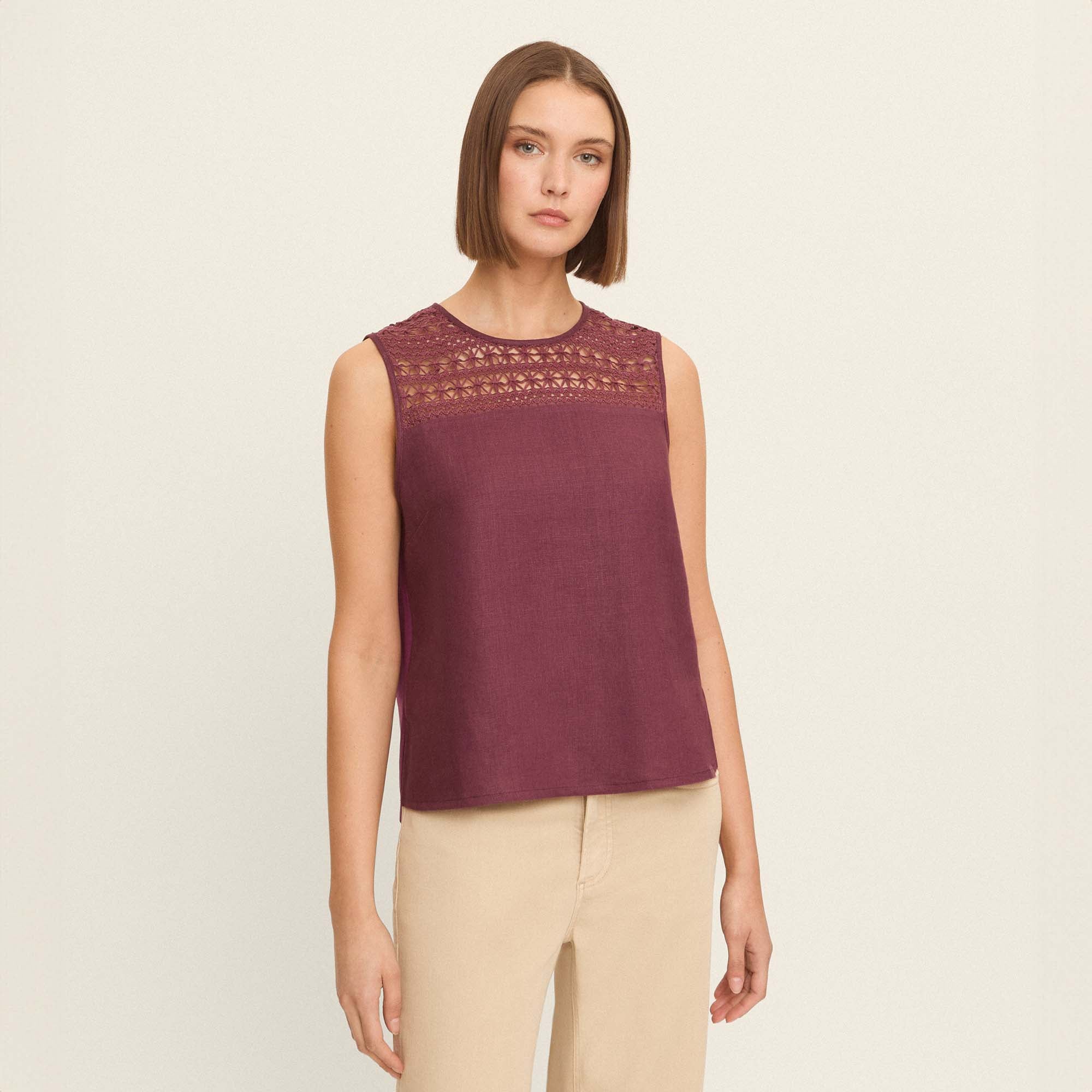 T-shirt en lin et crochet