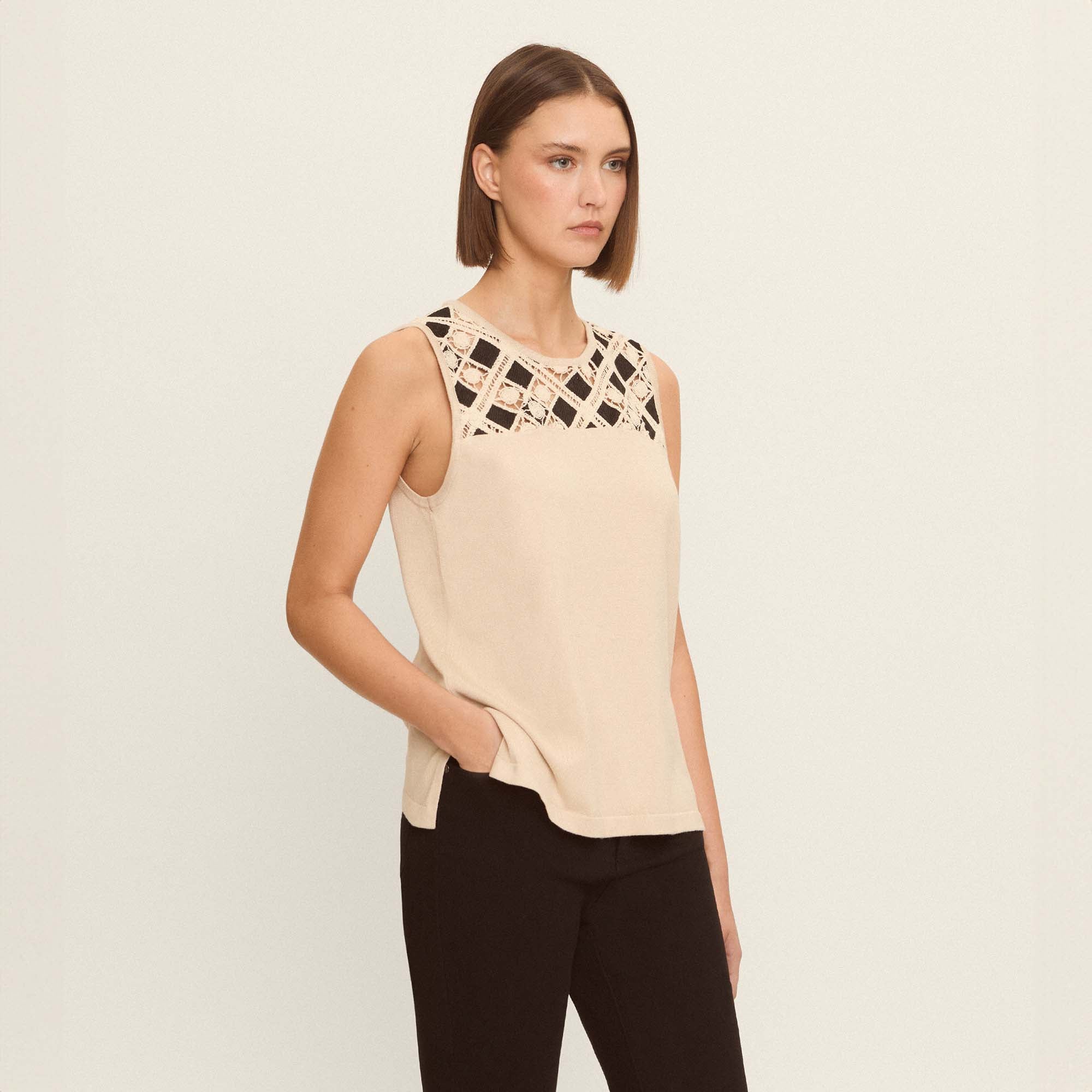 Camiseta lino y crochet