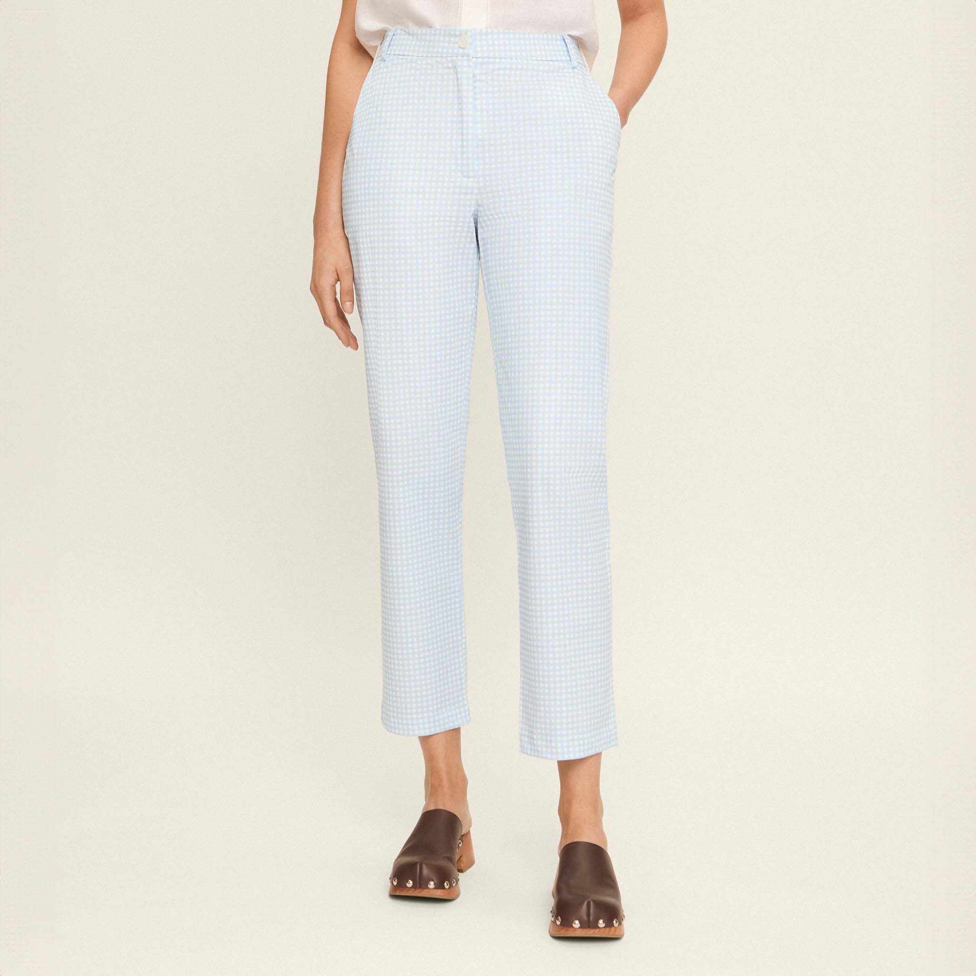Straight gingham trousers