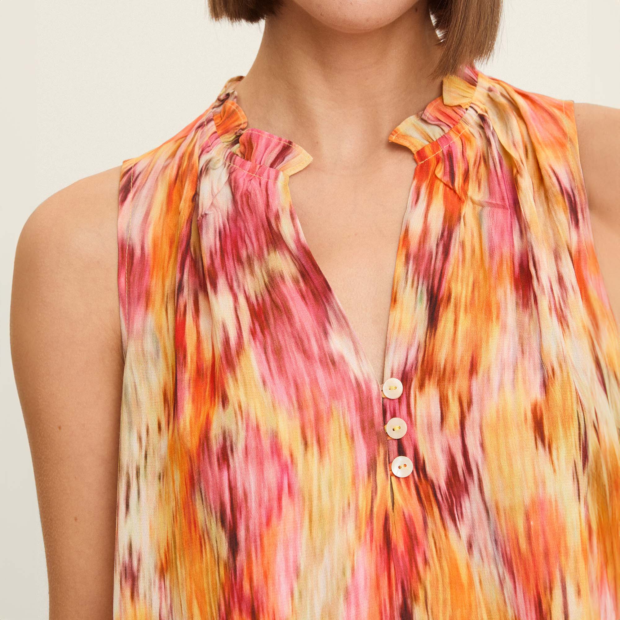 Printed sleeveless blouse