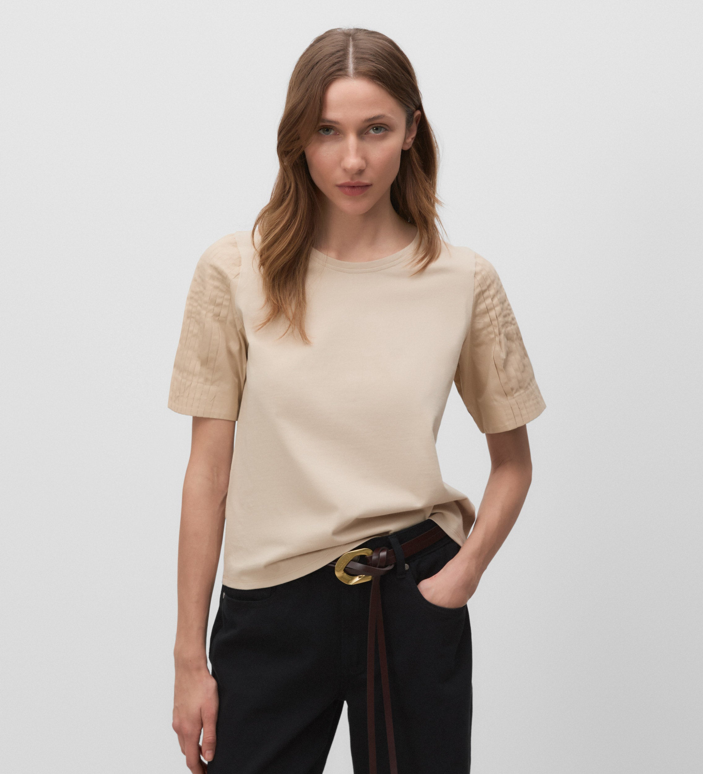 T-shirt à manches plissées