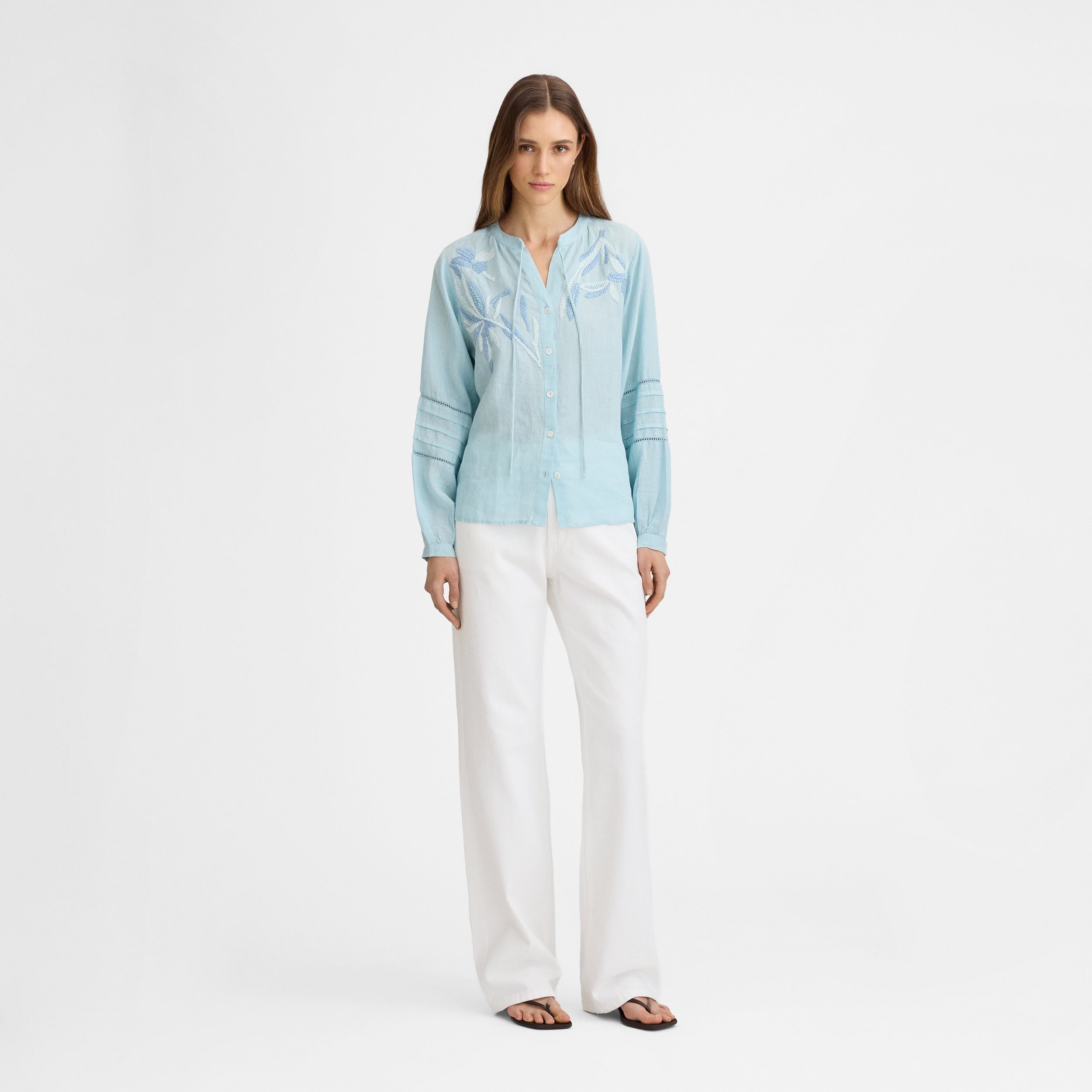 Blusa lino bordados