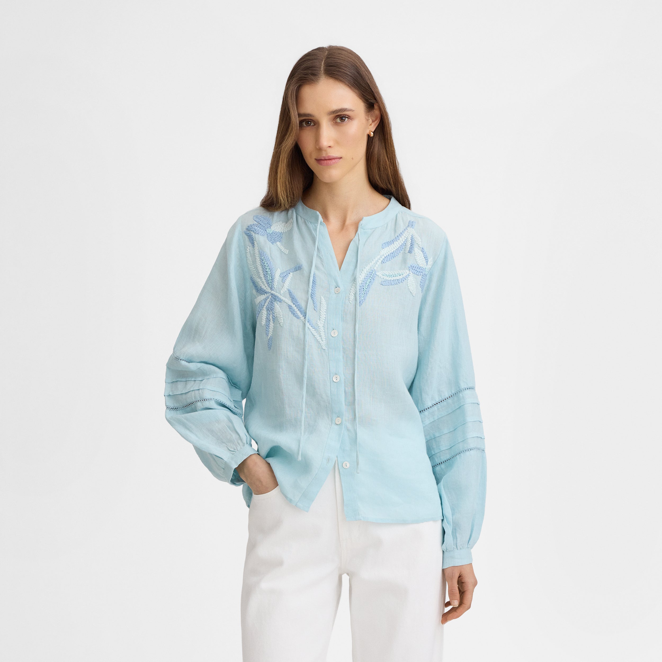 Blusa lino bordados