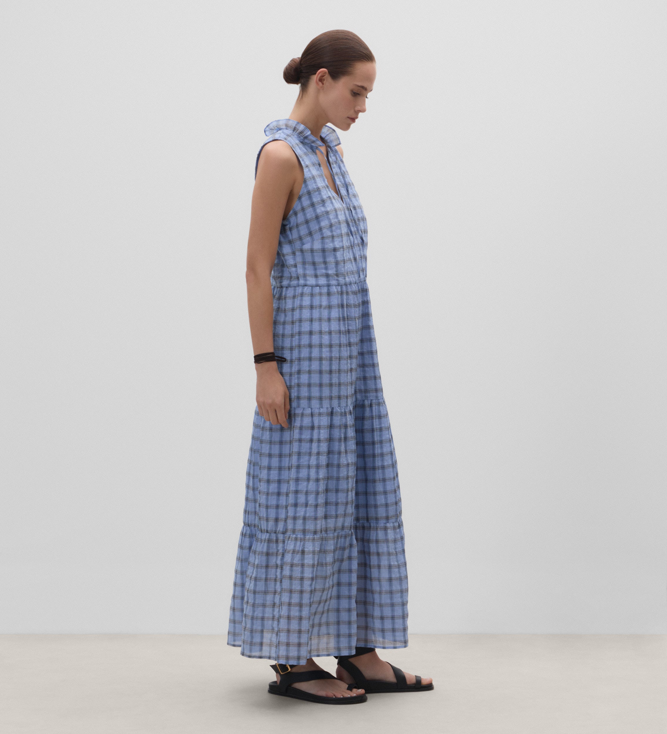 Robe longue à carreaux