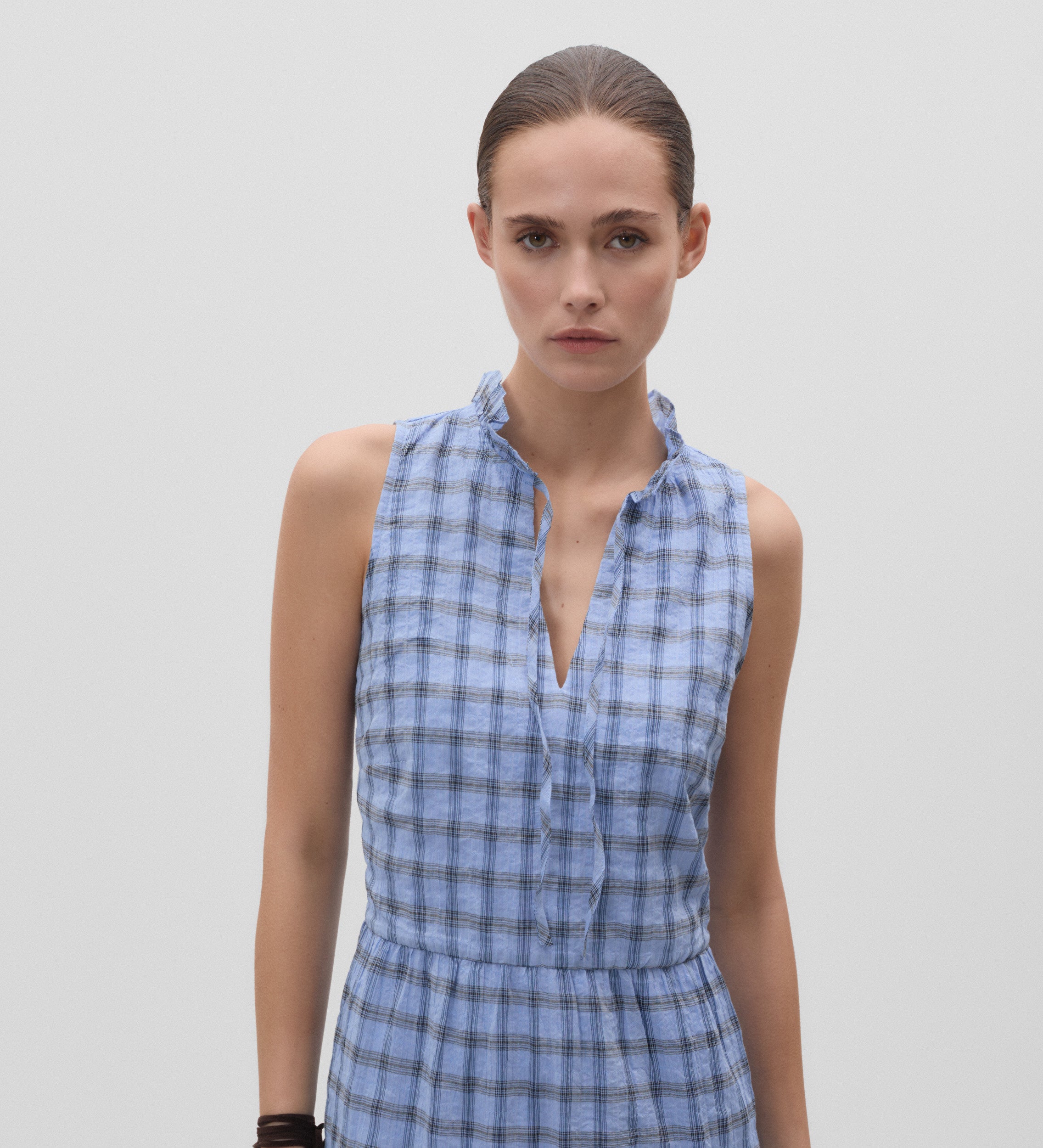 Robe longue à carreaux