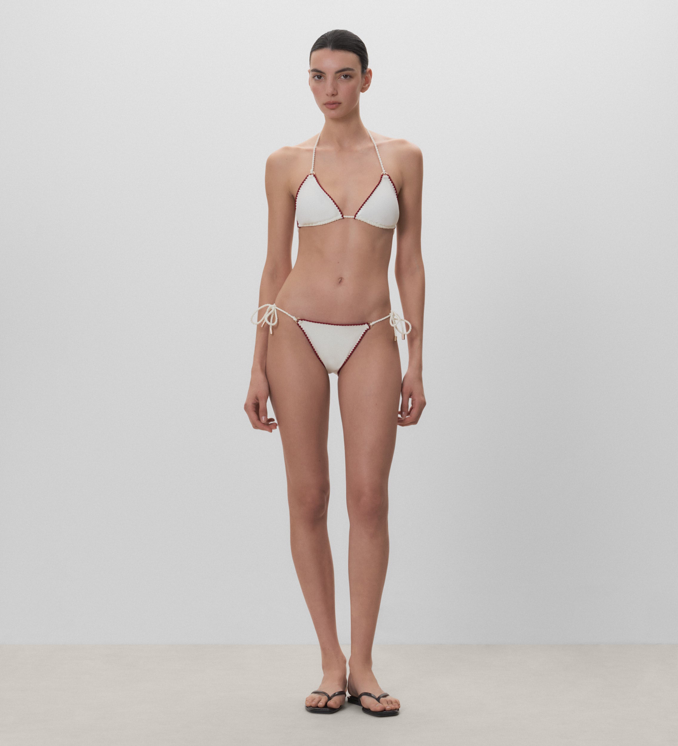 Top de bikini pespunte decorativo