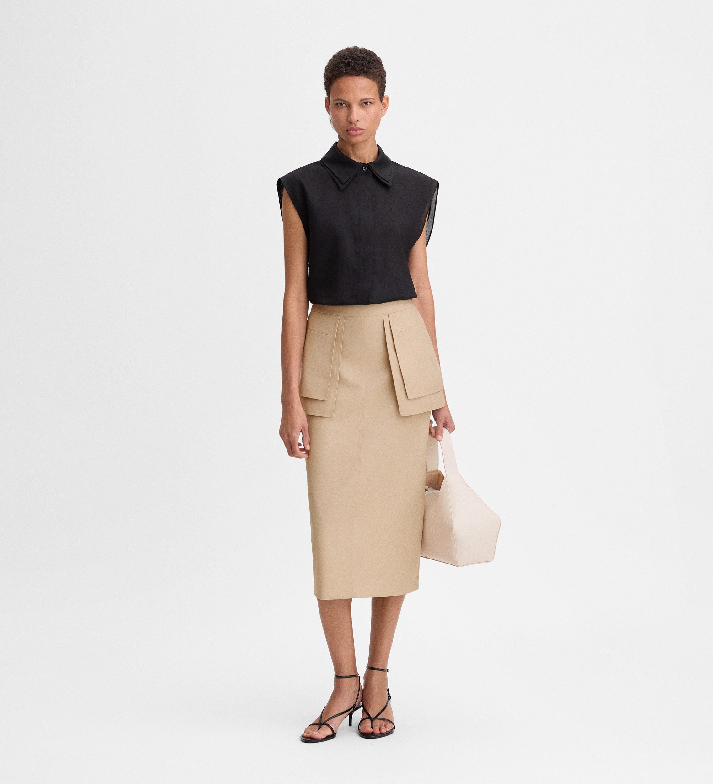 Jupe midi détail poche
