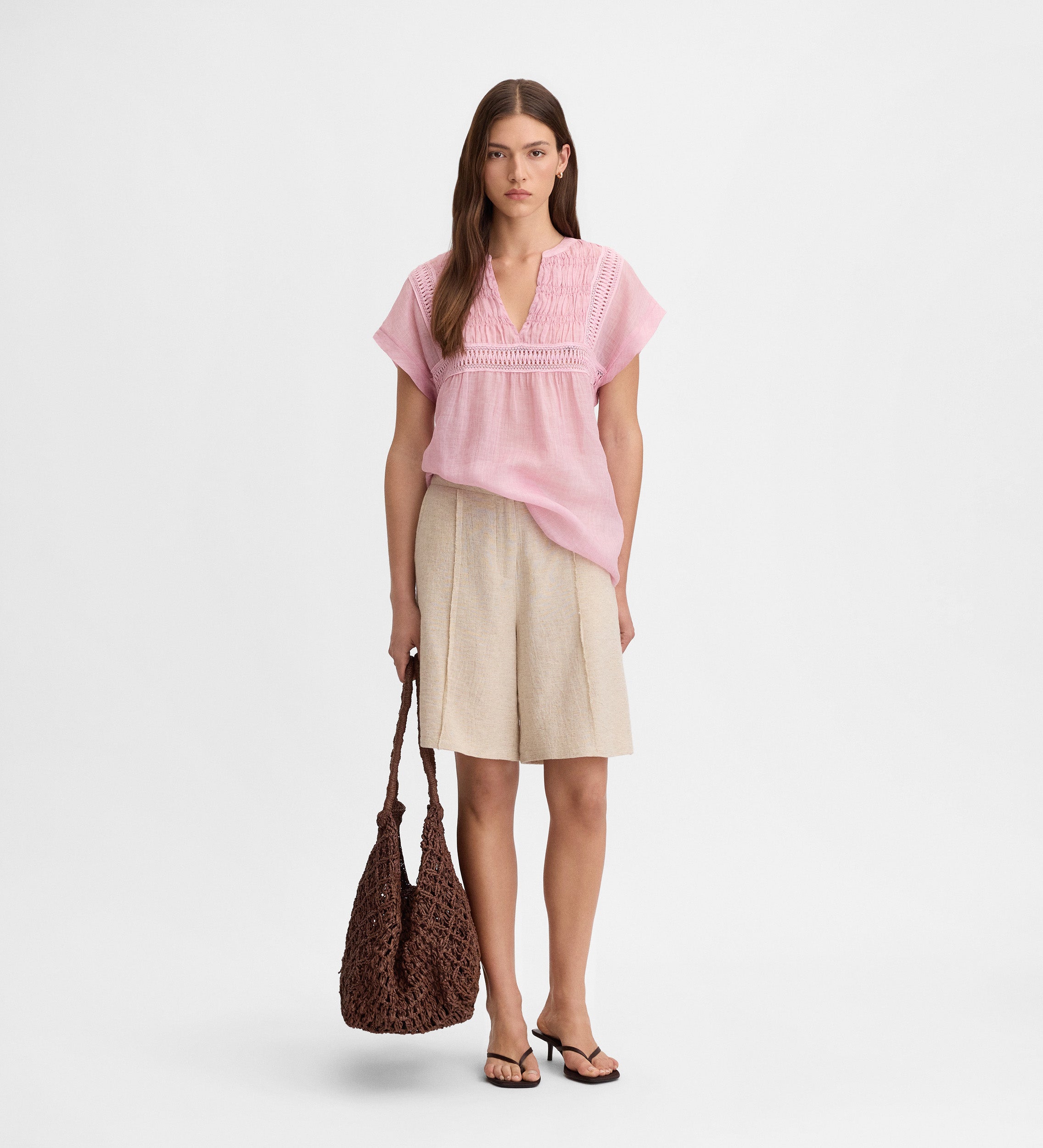 Gathered loose-fitting blouse