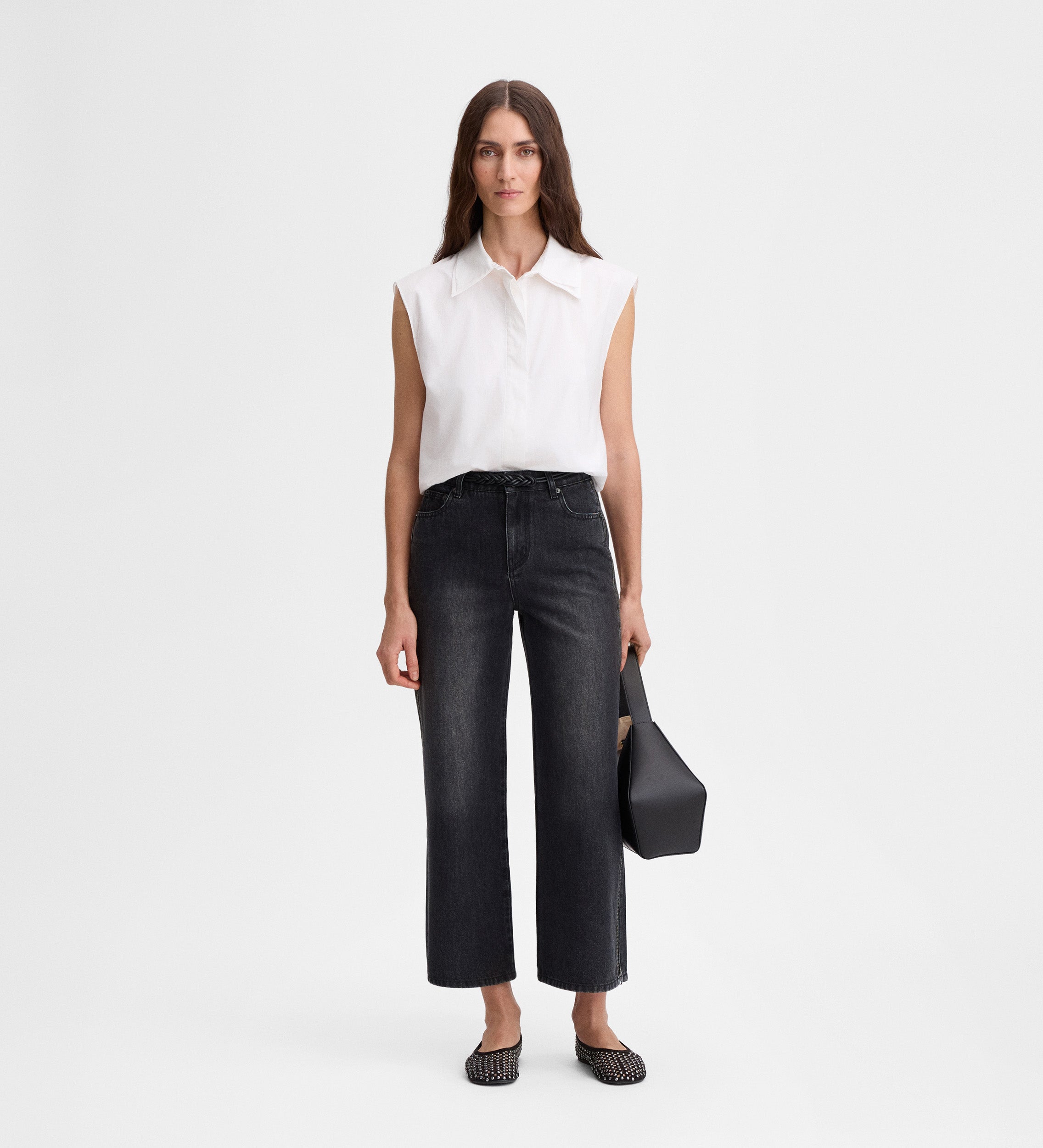 Pantalón vaquero crop cremalleras
