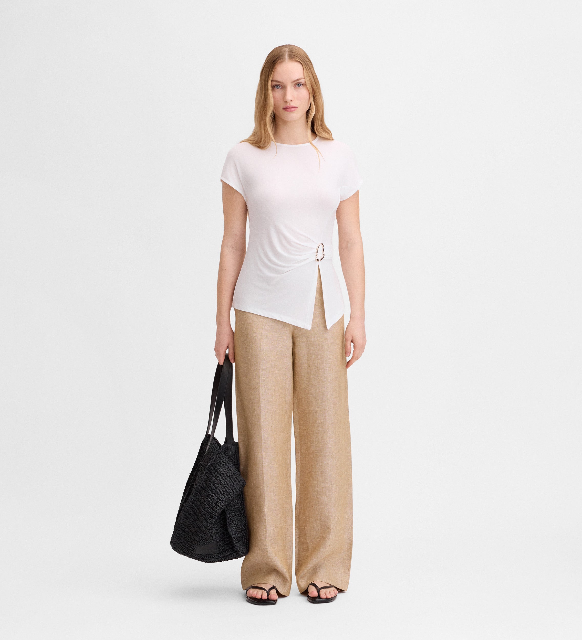Asymmetrical buckle t-shirt