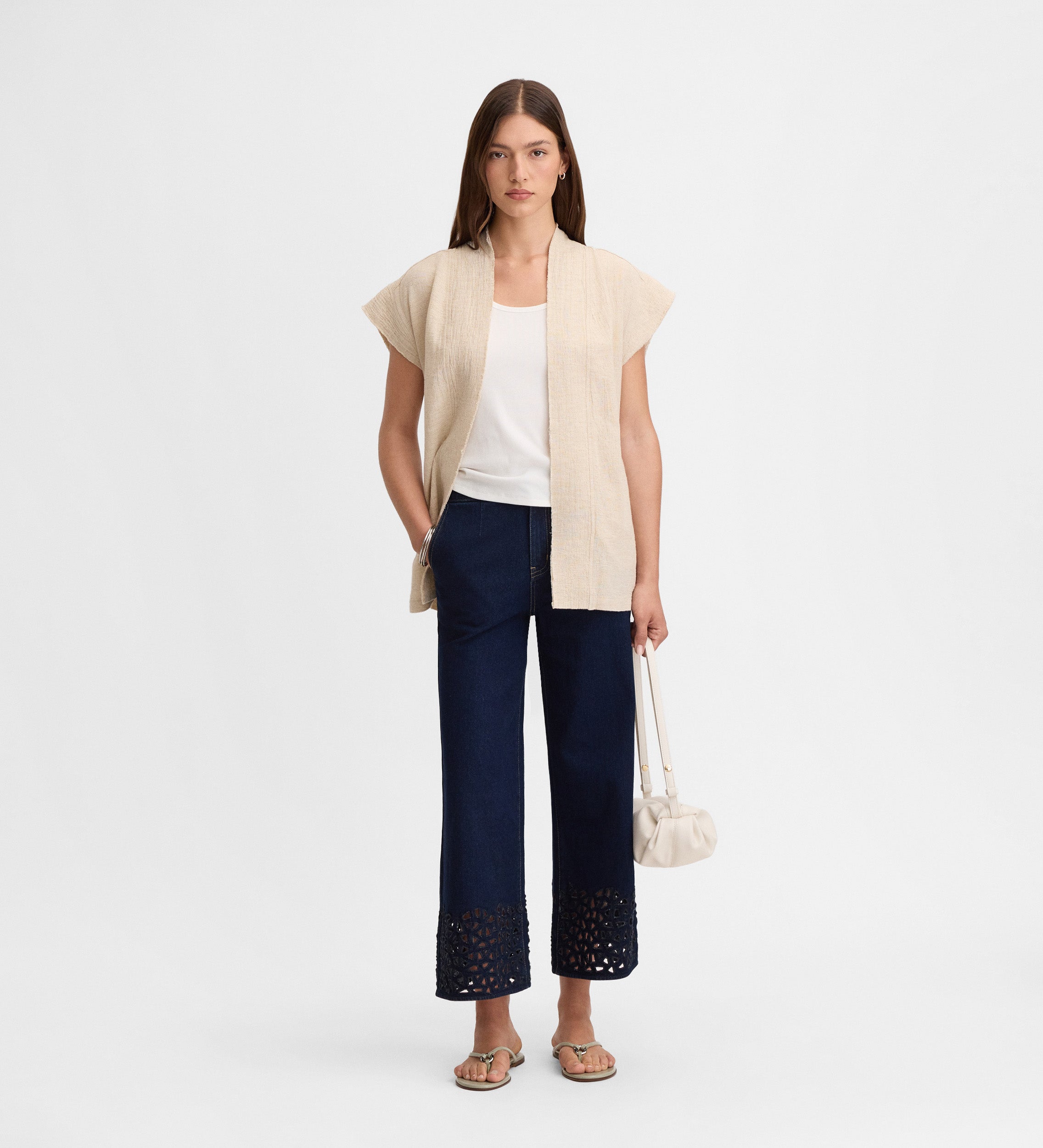 Cropped denim pants