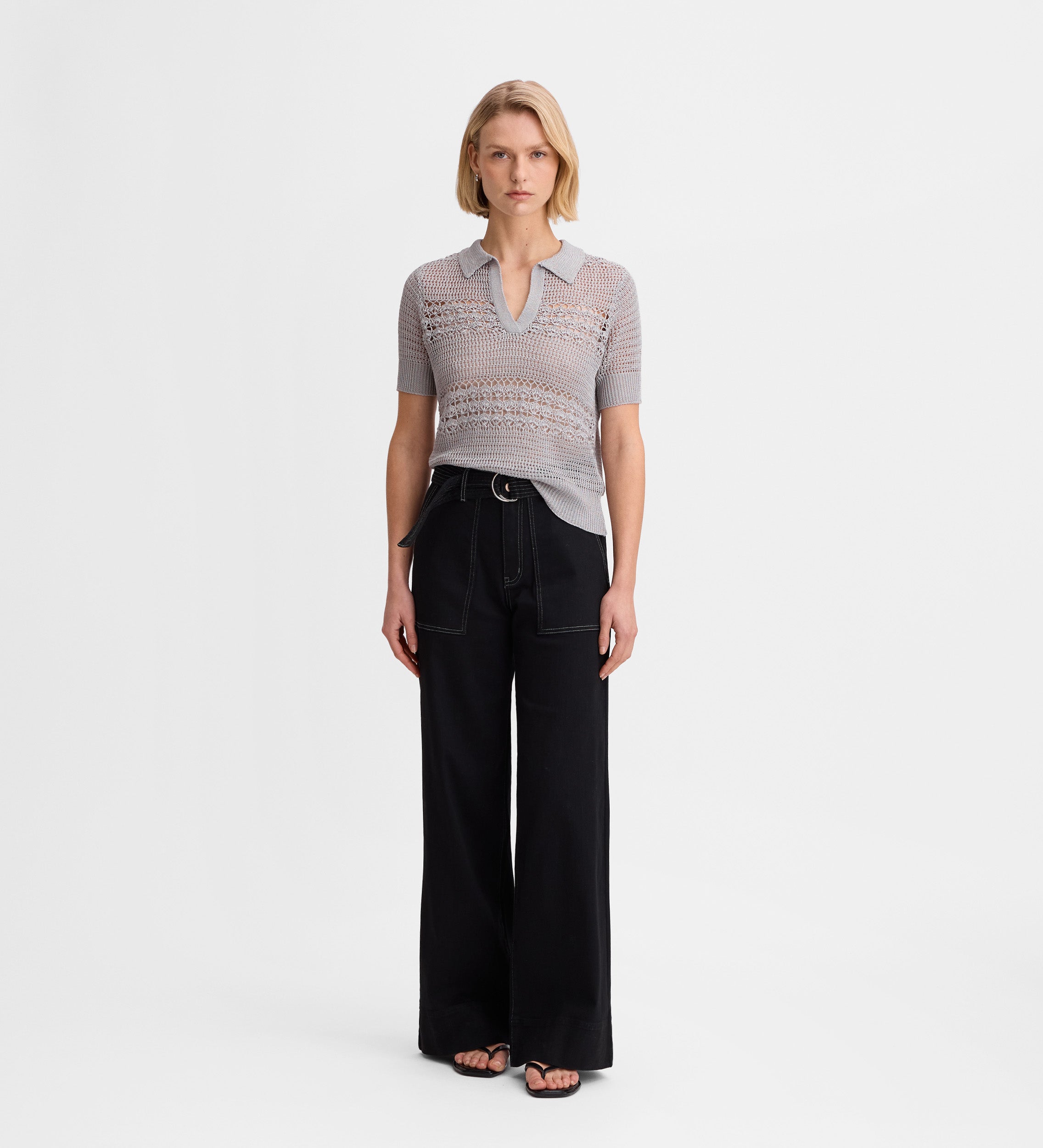 Pantalón denim pespuntes
