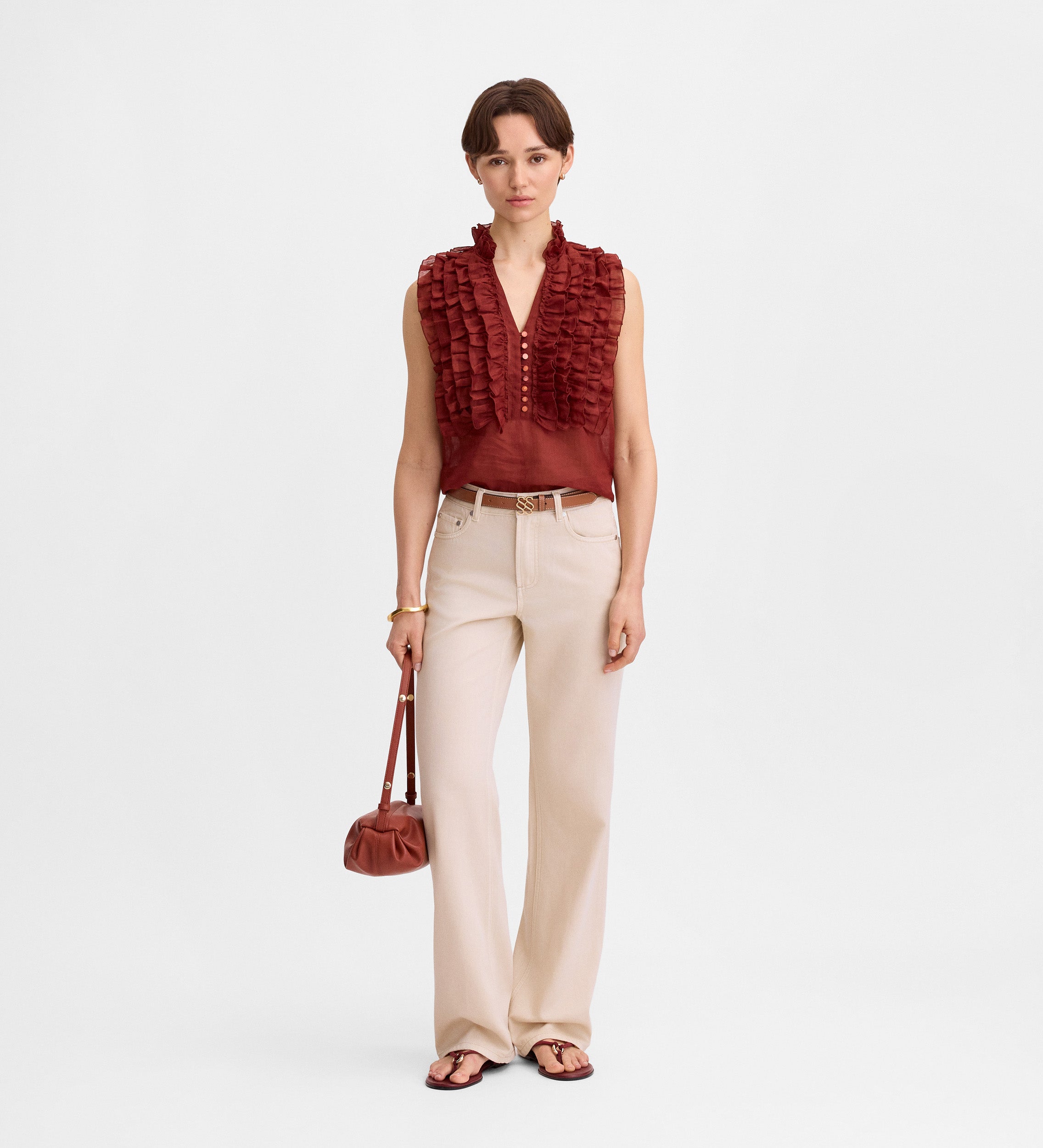 Blouse en lin volants