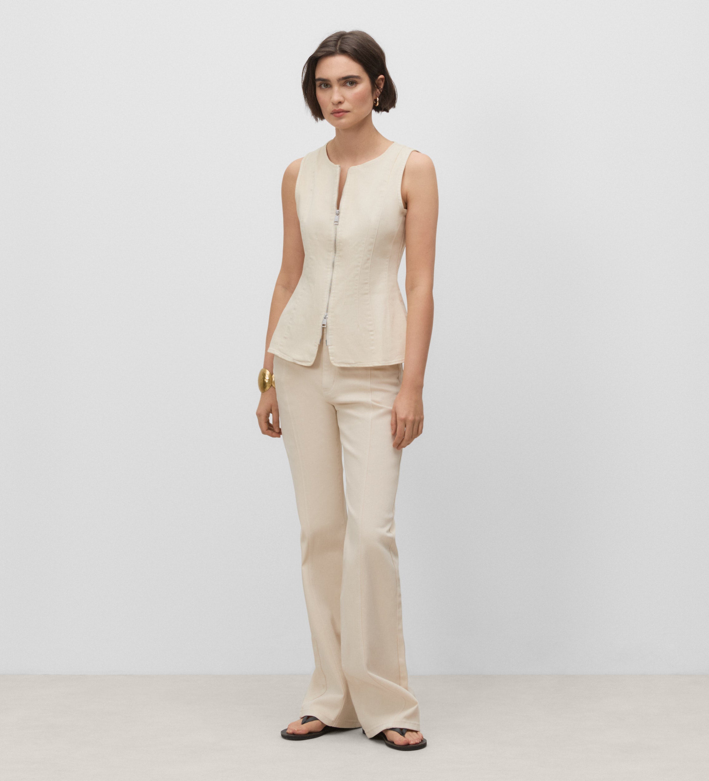 Pantalon long en sergé sur le devant