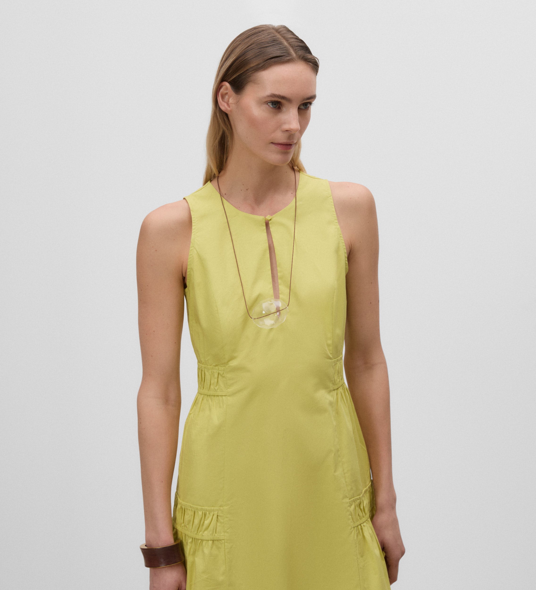 Dress with gathered floors