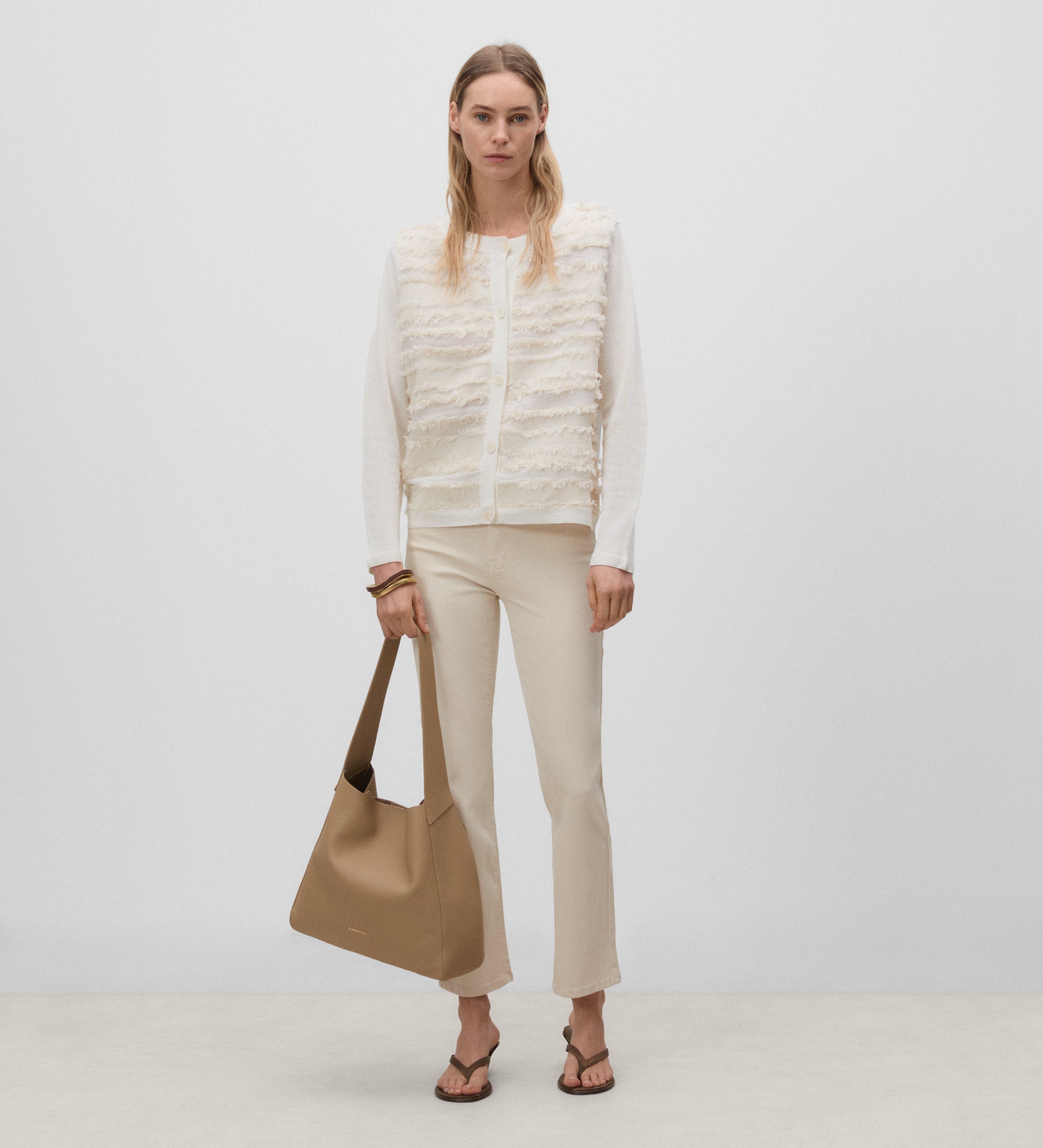 Cárdigan corto bimateria