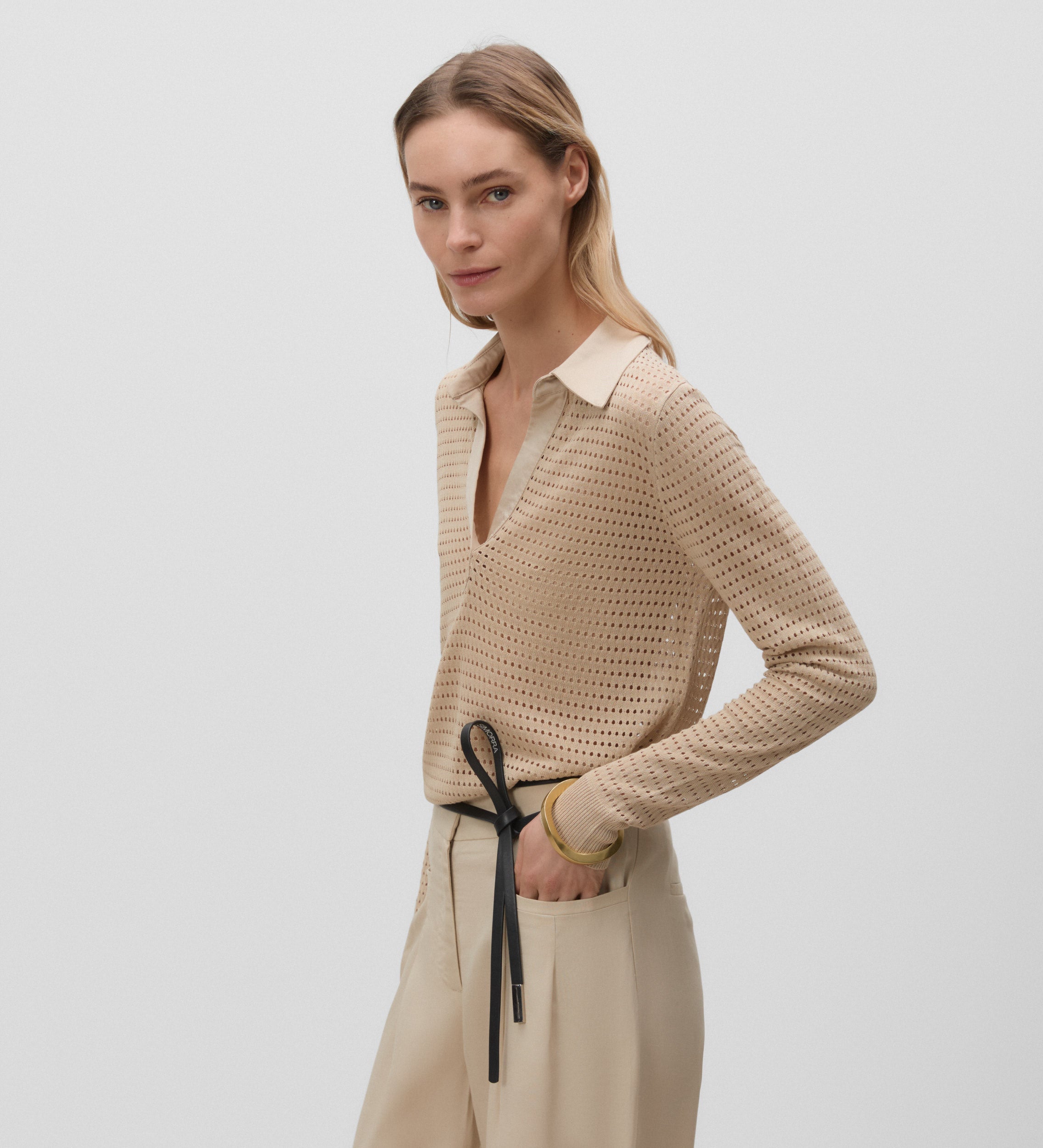 Openwork polo-style jersey