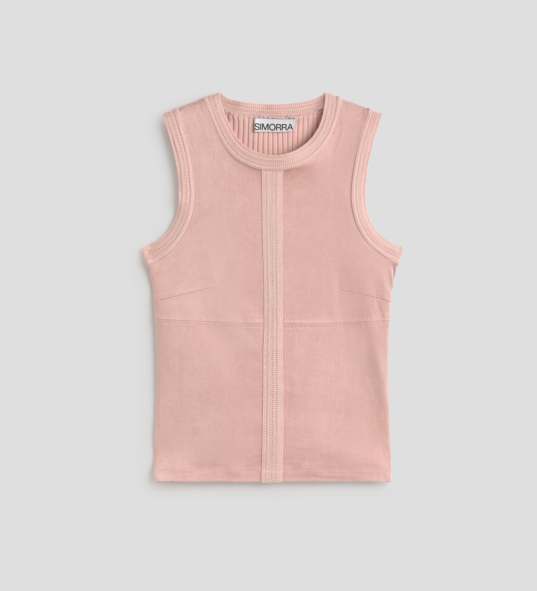 Two-material suede top