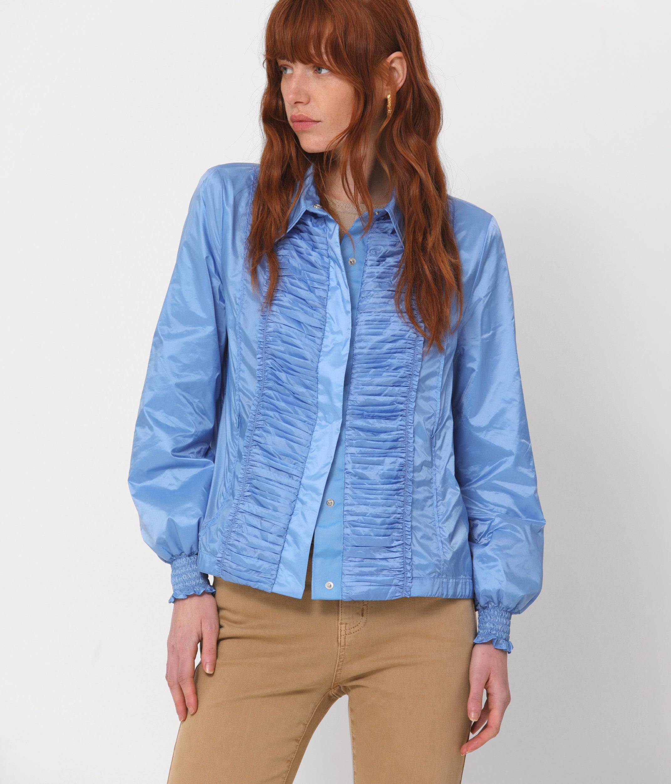 Lightweight ruffled parka