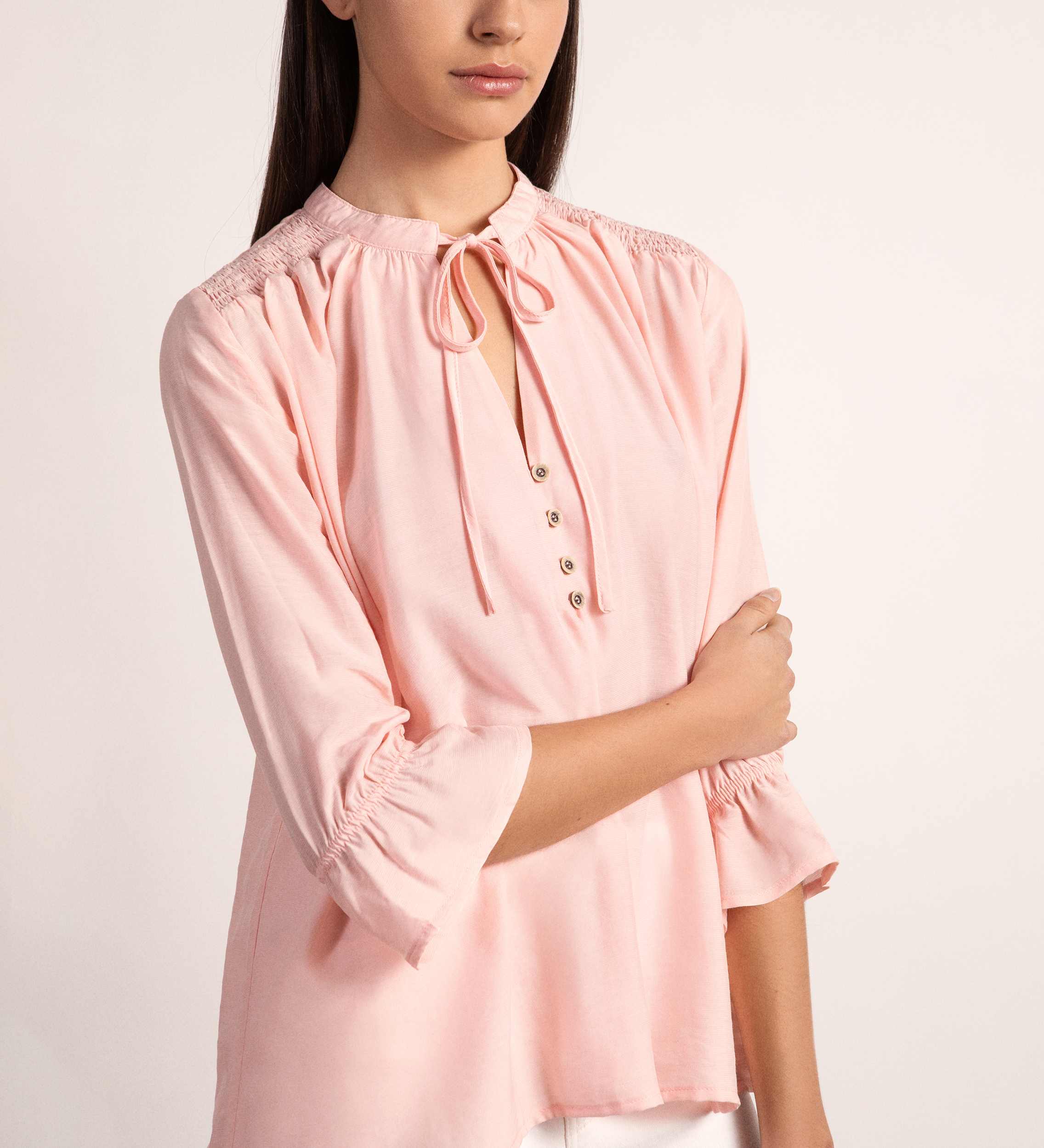 ruched shoulder blouse