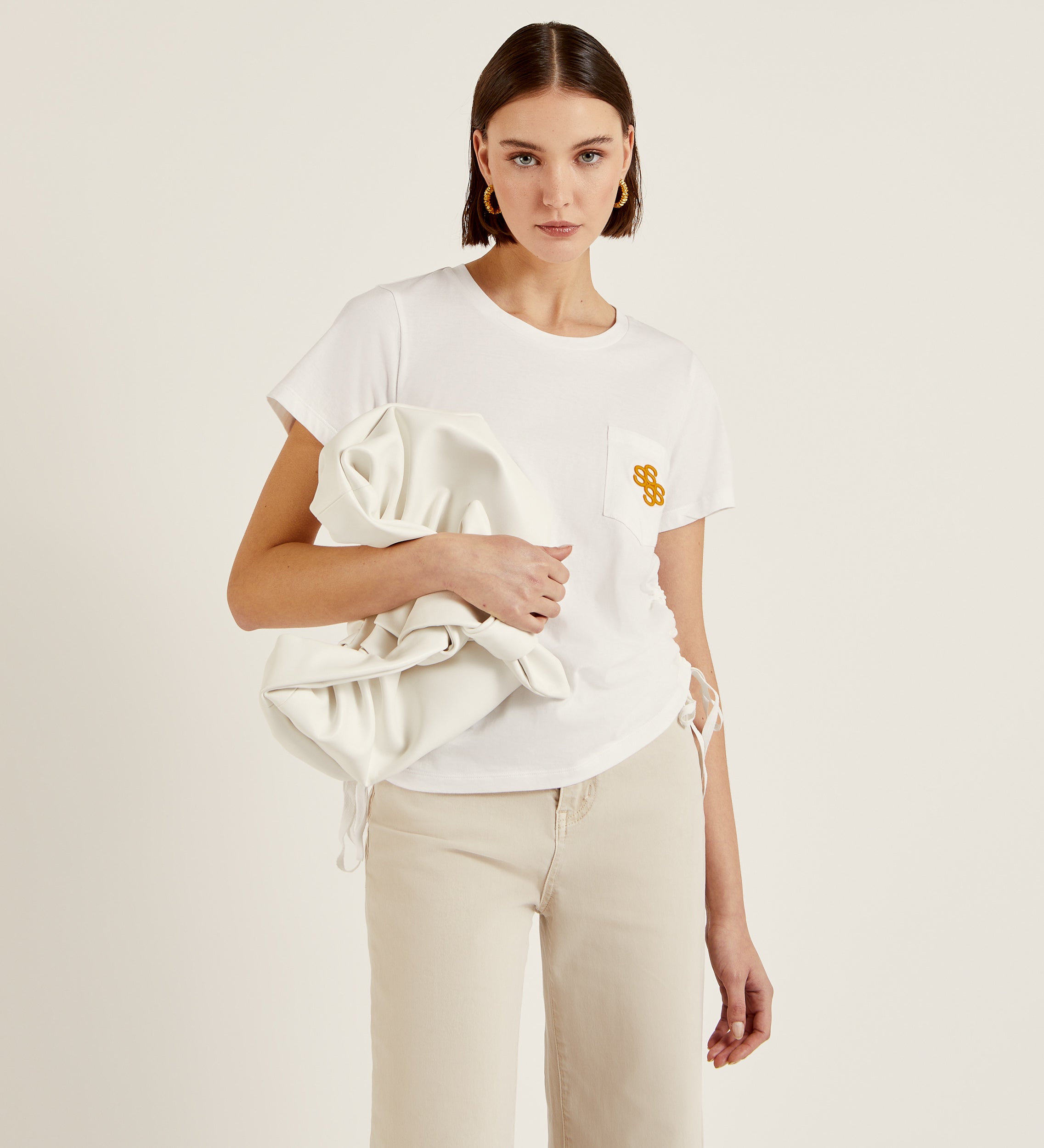 T-shirt en coton avec fronces sur les côtés