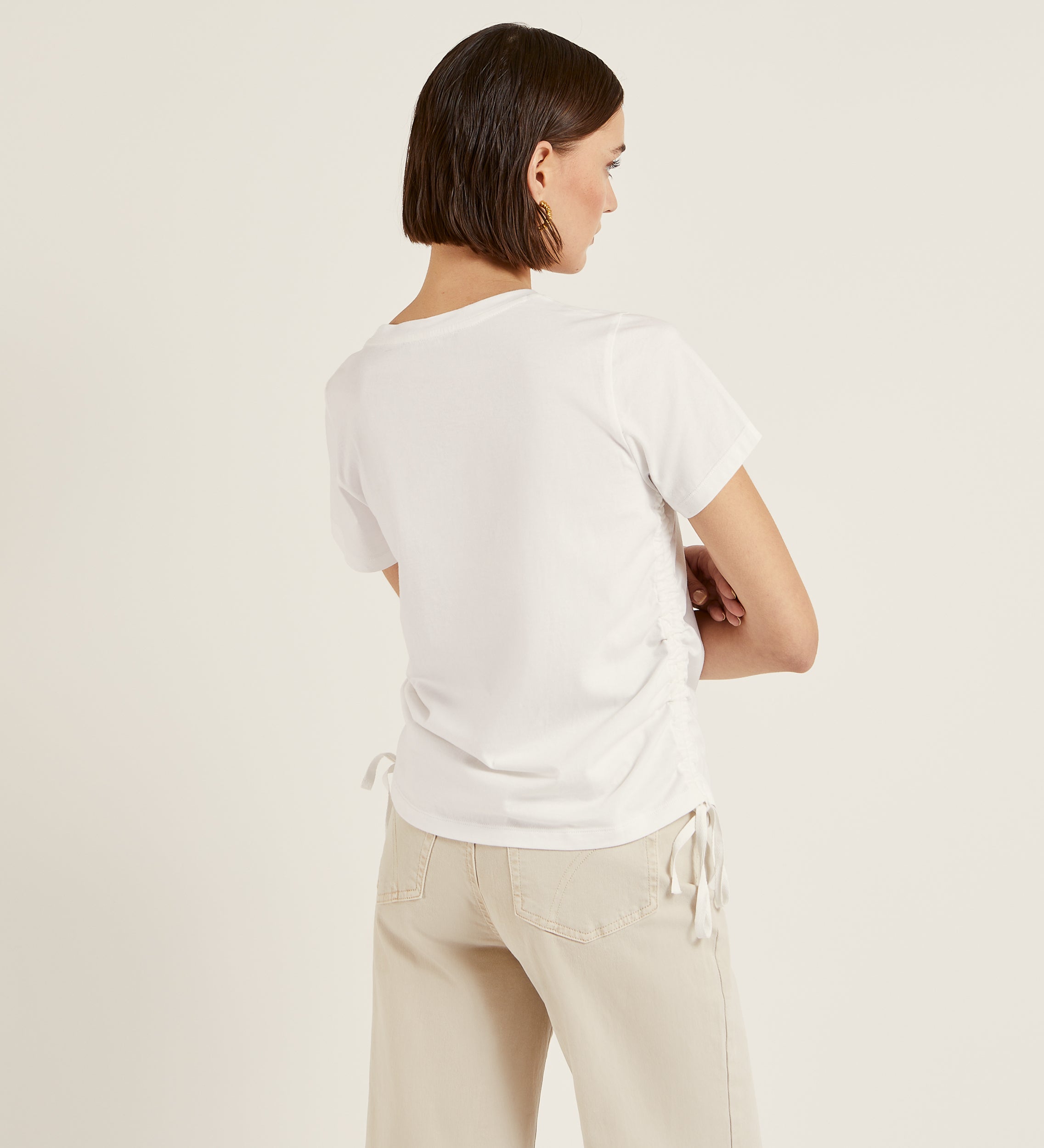 T-shirt en coton avec fronces sur les côtés