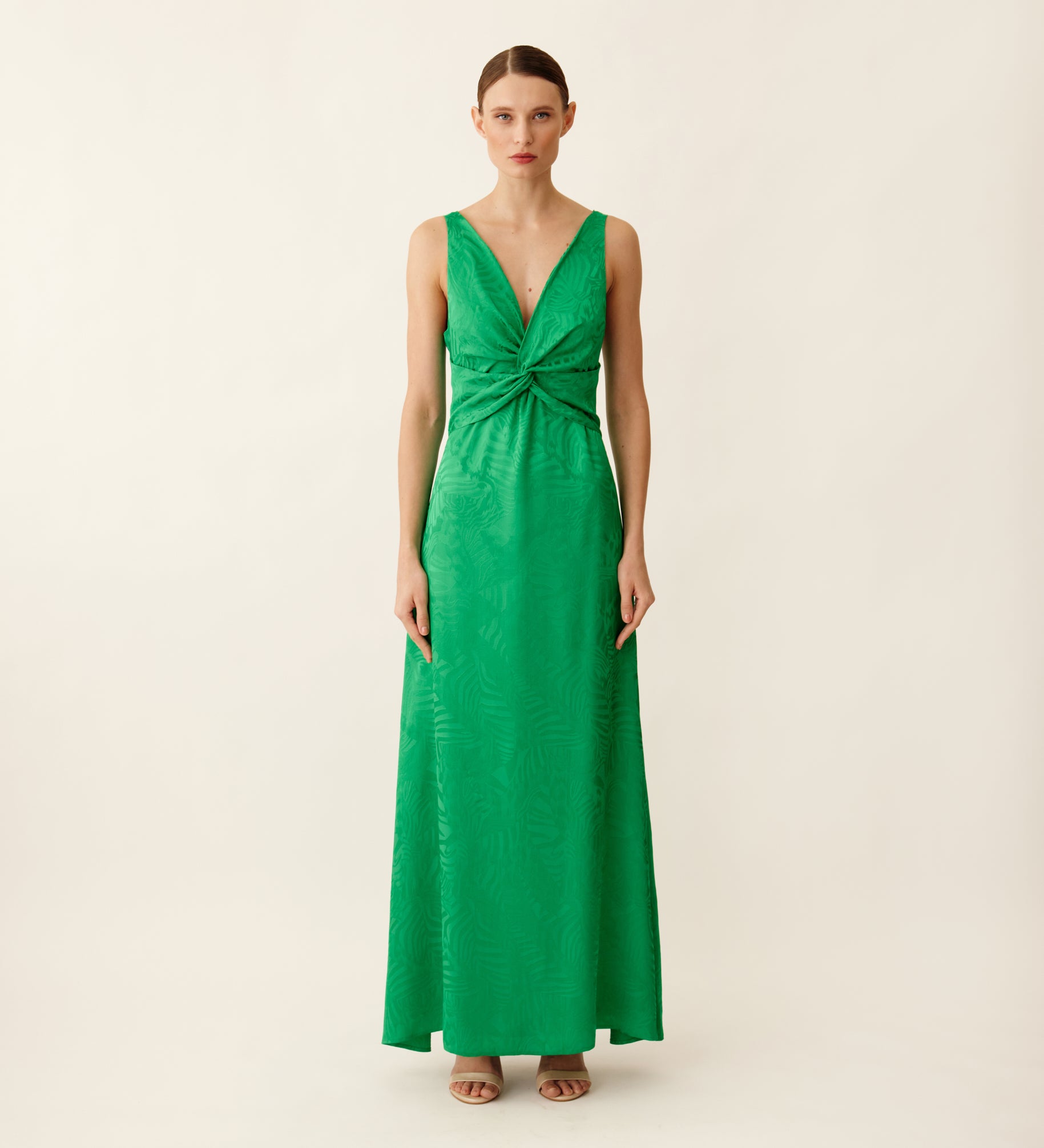 Vestido largo jacquard fluído