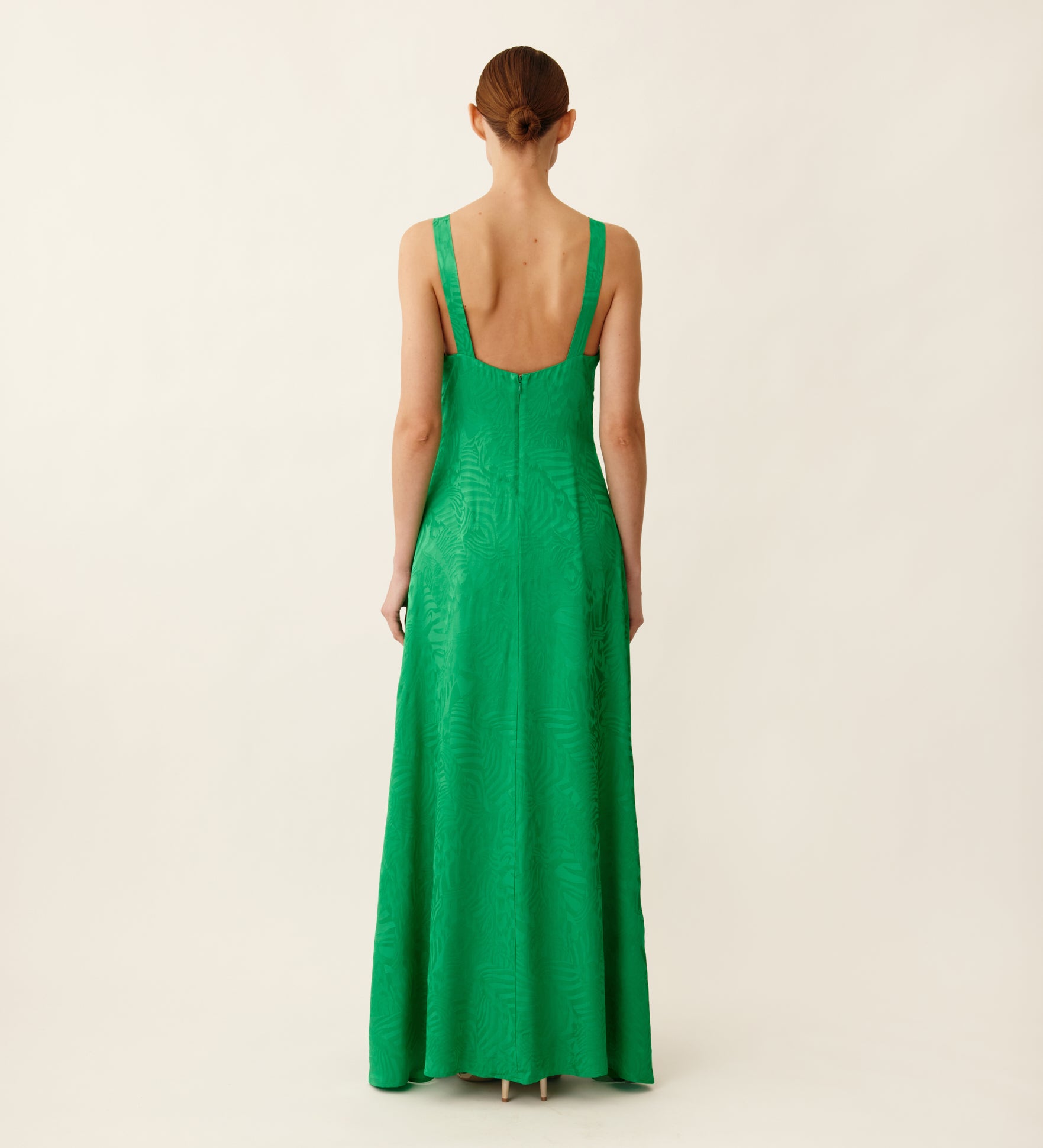 Vestido largo jacquard fluído
