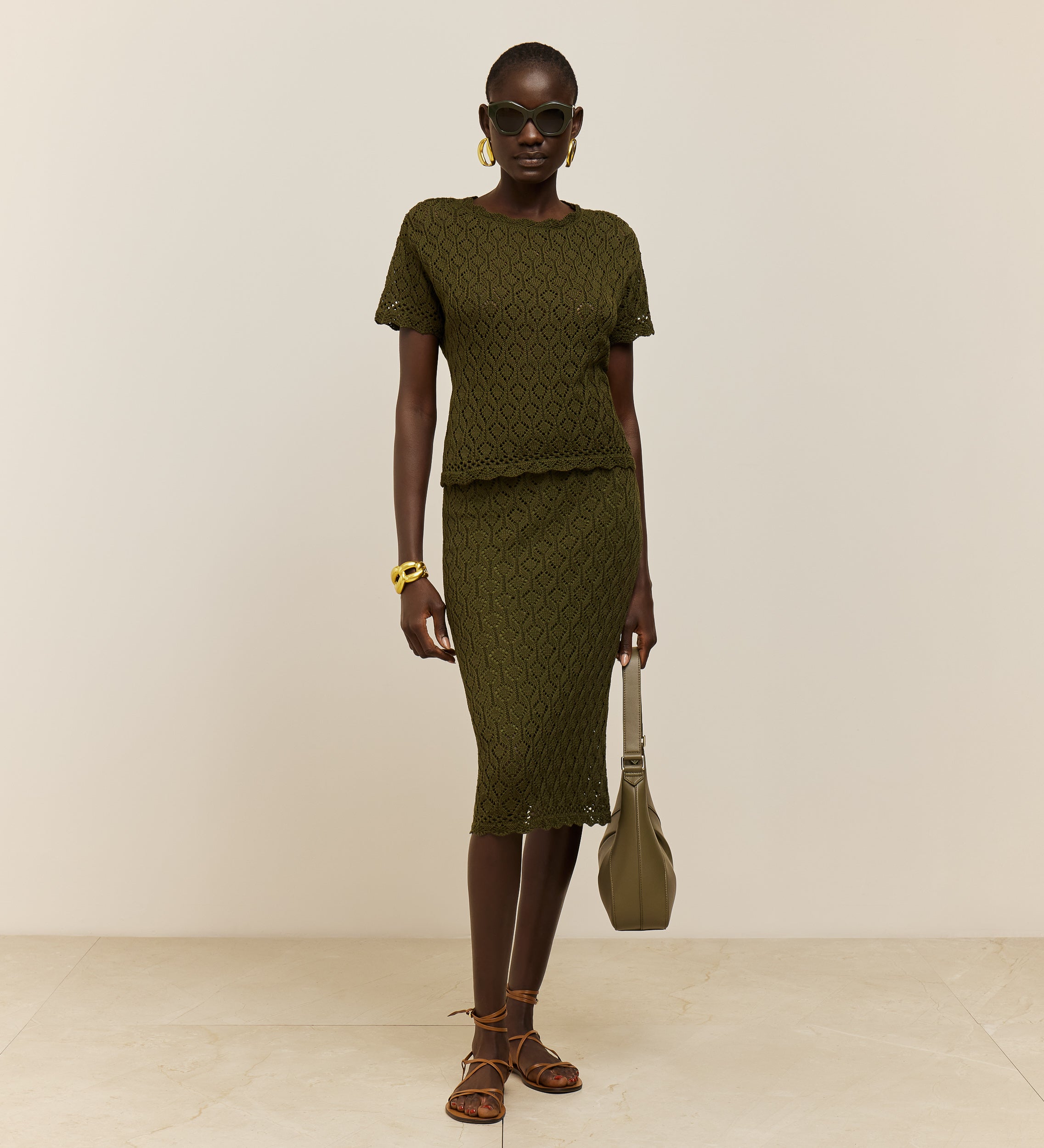 Falda calados tricot