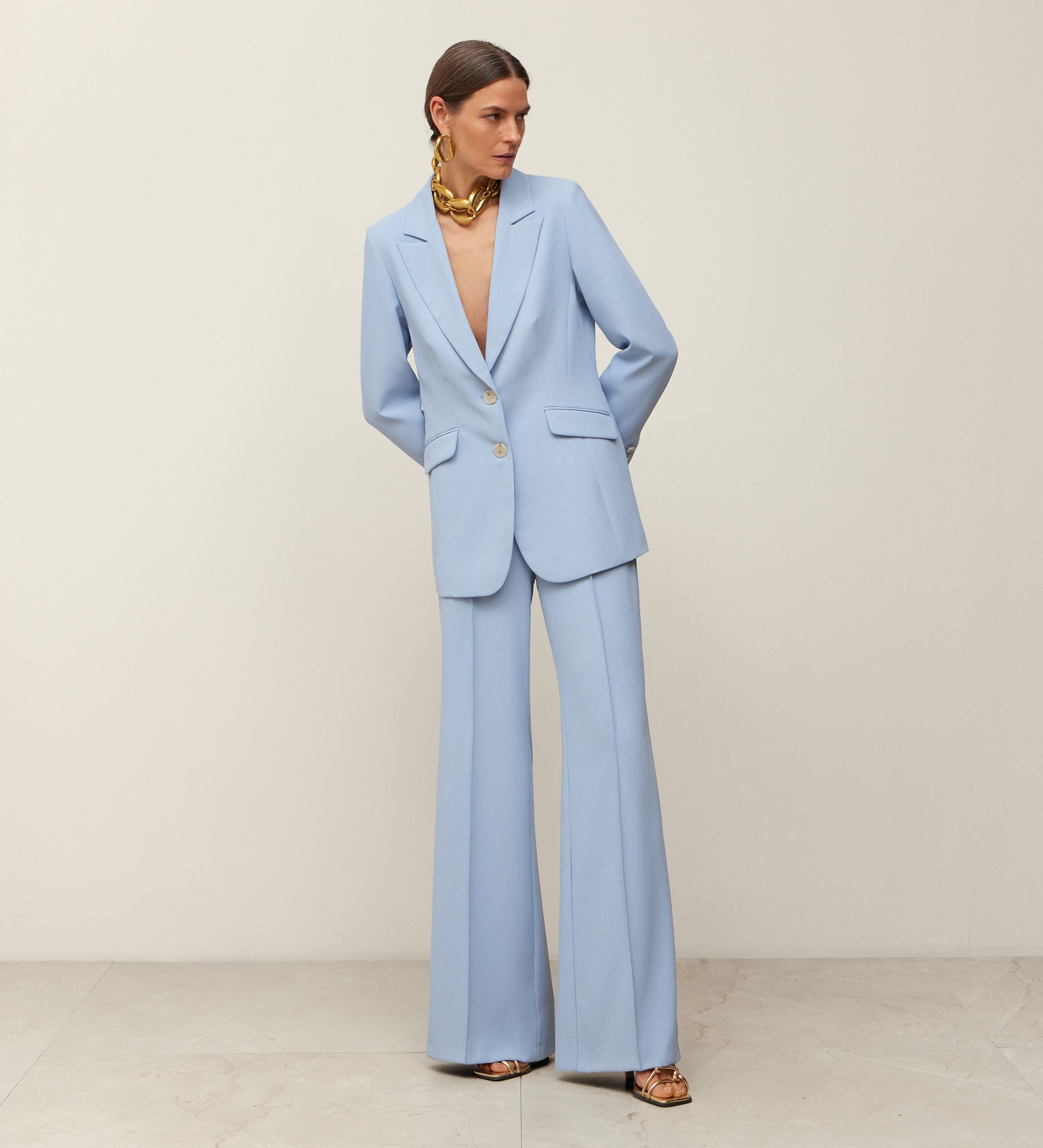 Flared crepe trousers