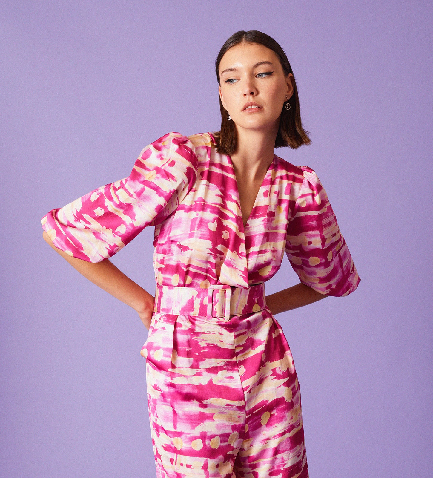 Crepe sleeve jumpsuit